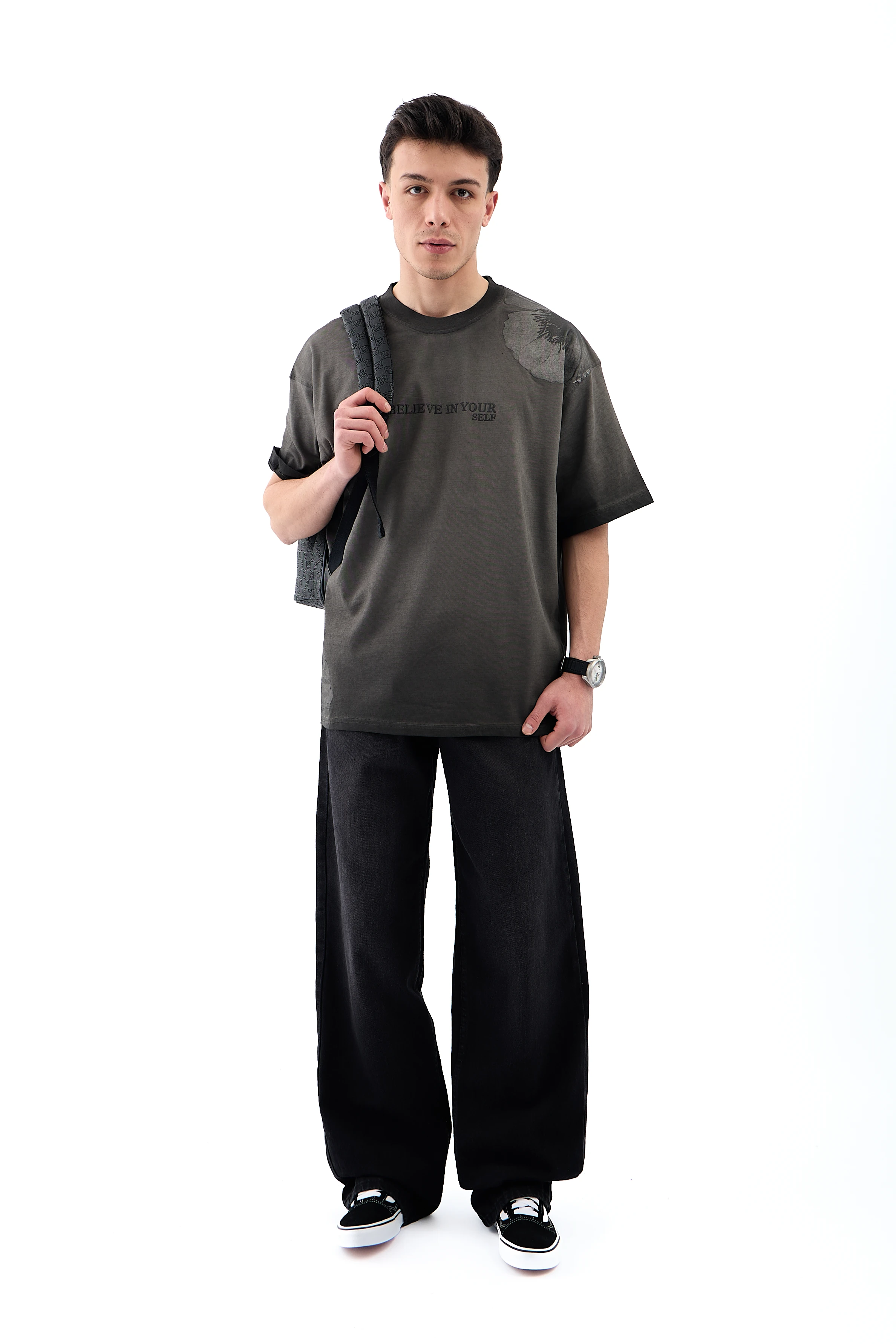 Belive İn Your Baskılı Oversize Tişört