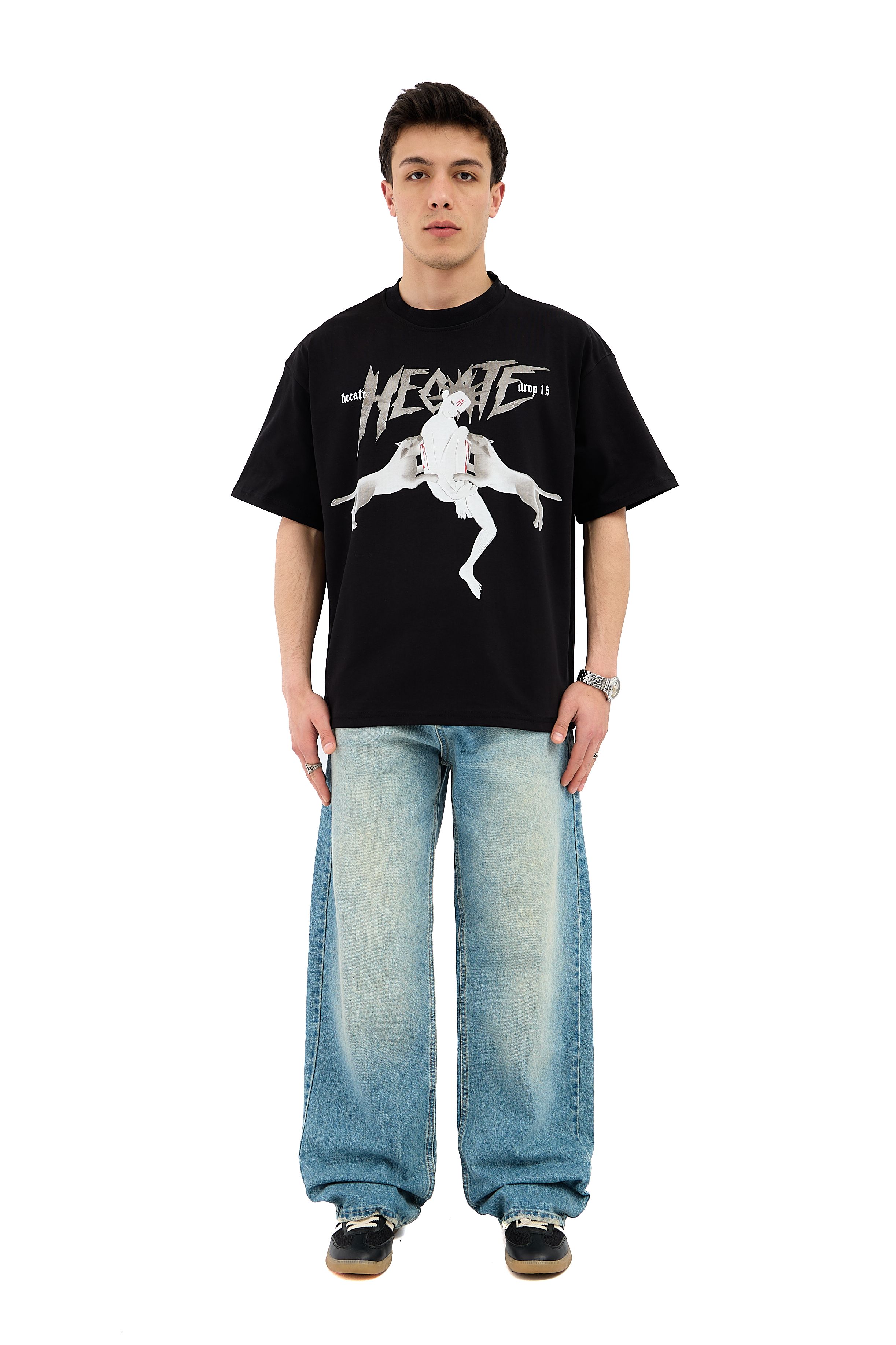 Hecate Baskı Detay Oversize Tişört