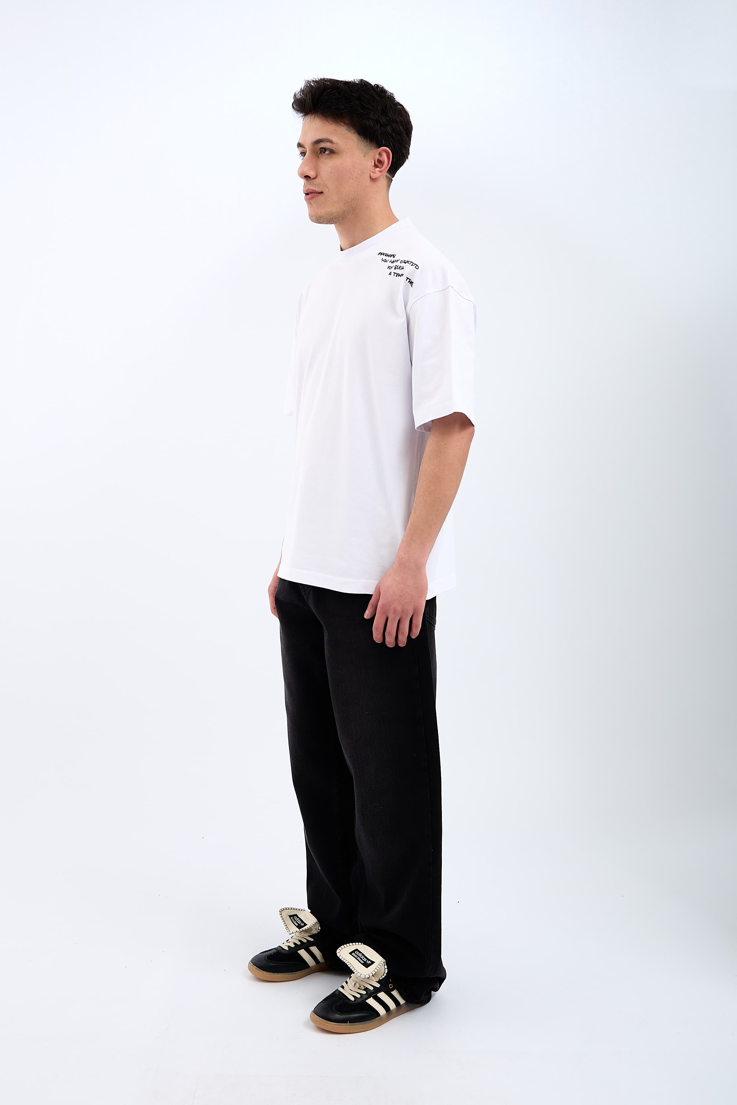 For Such Nakışlı Premium Oversize Tişört - BEYAZ