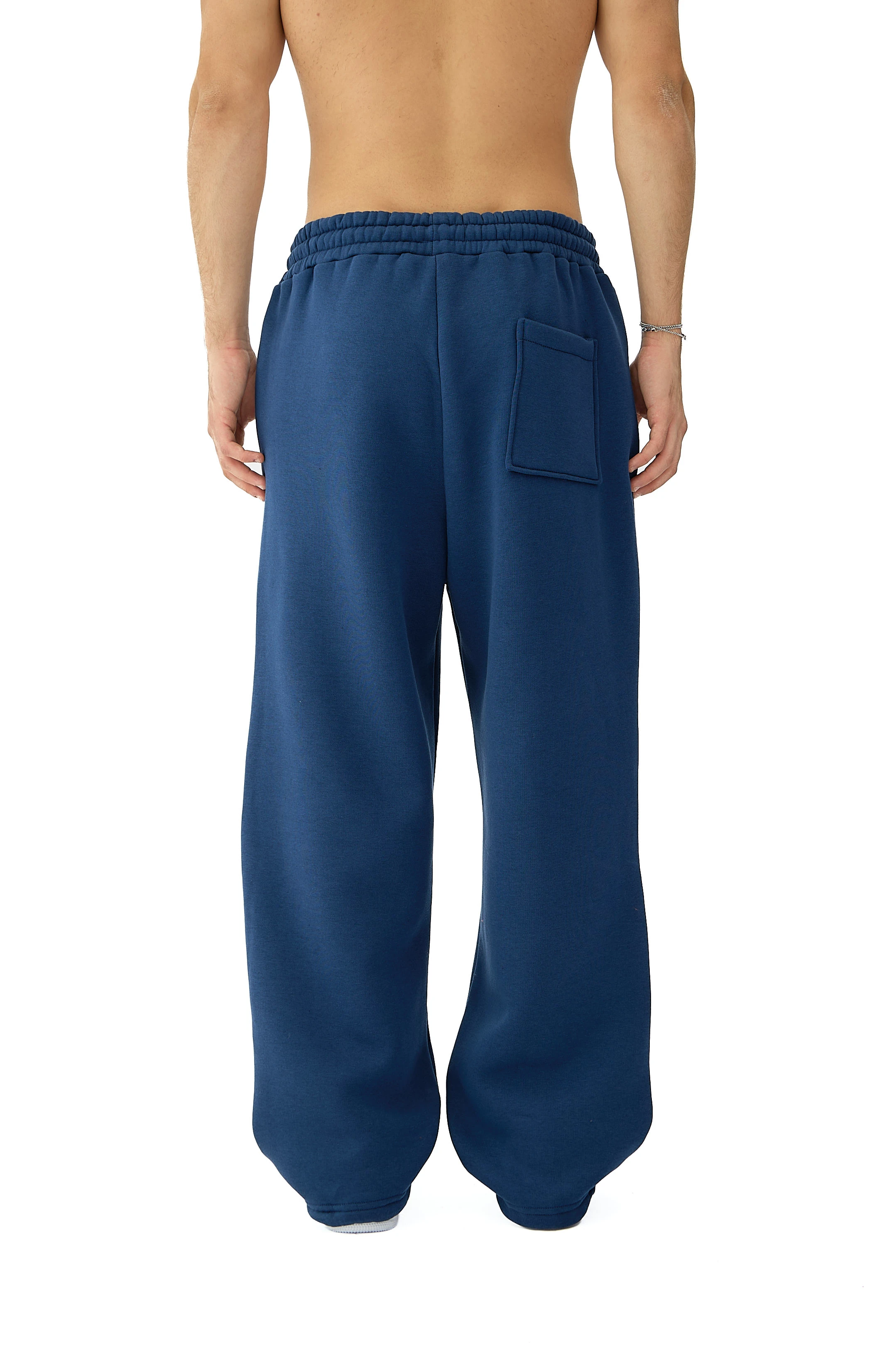 Kışlık Hitup Nakışlı Premium Ayarlanabilir Paça Oversize Eşofman Altı - İNDİGO