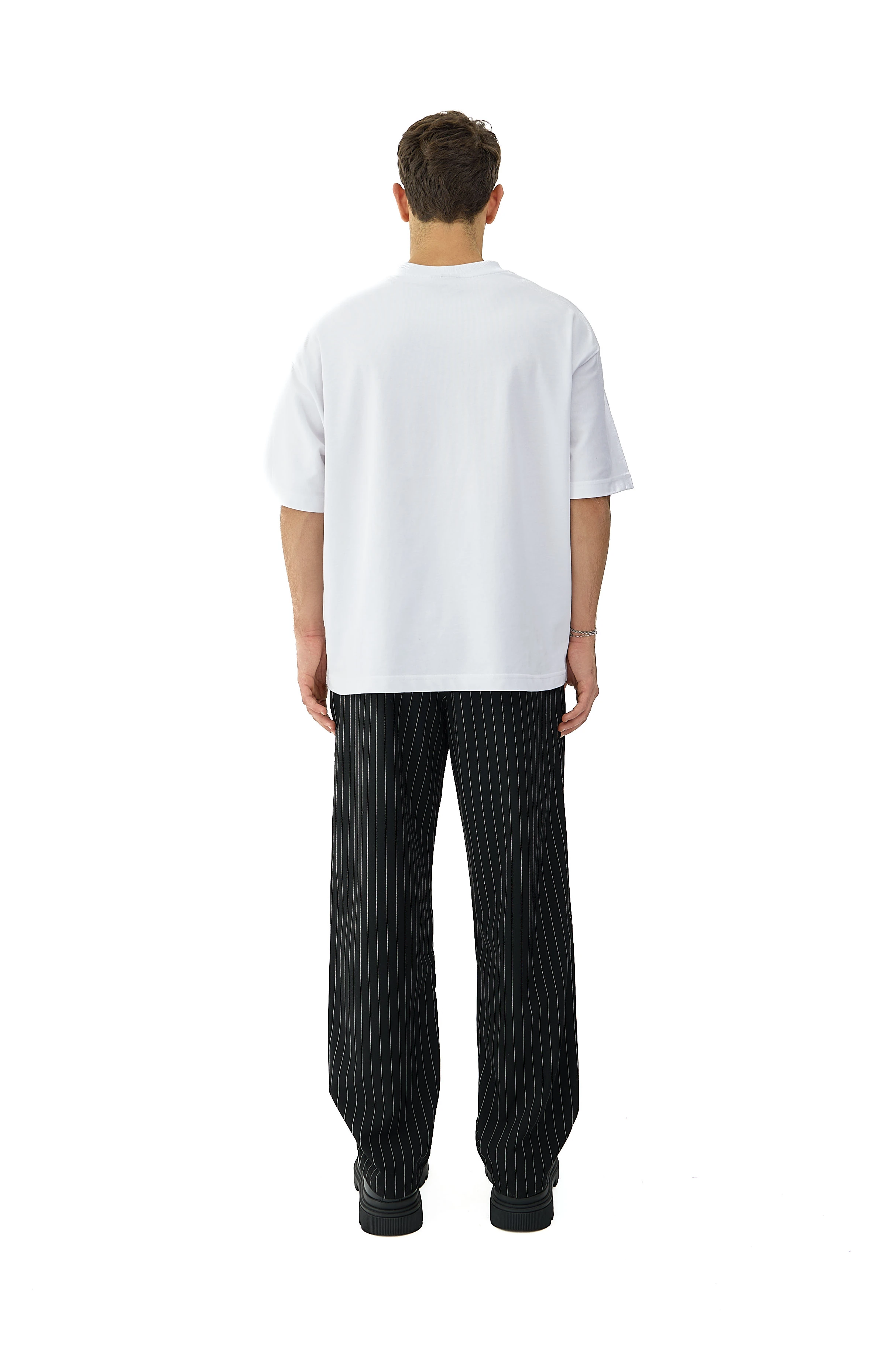 Kalın Tuşeli Çizgili Detay Baggy Fit Kumaş Pantolon