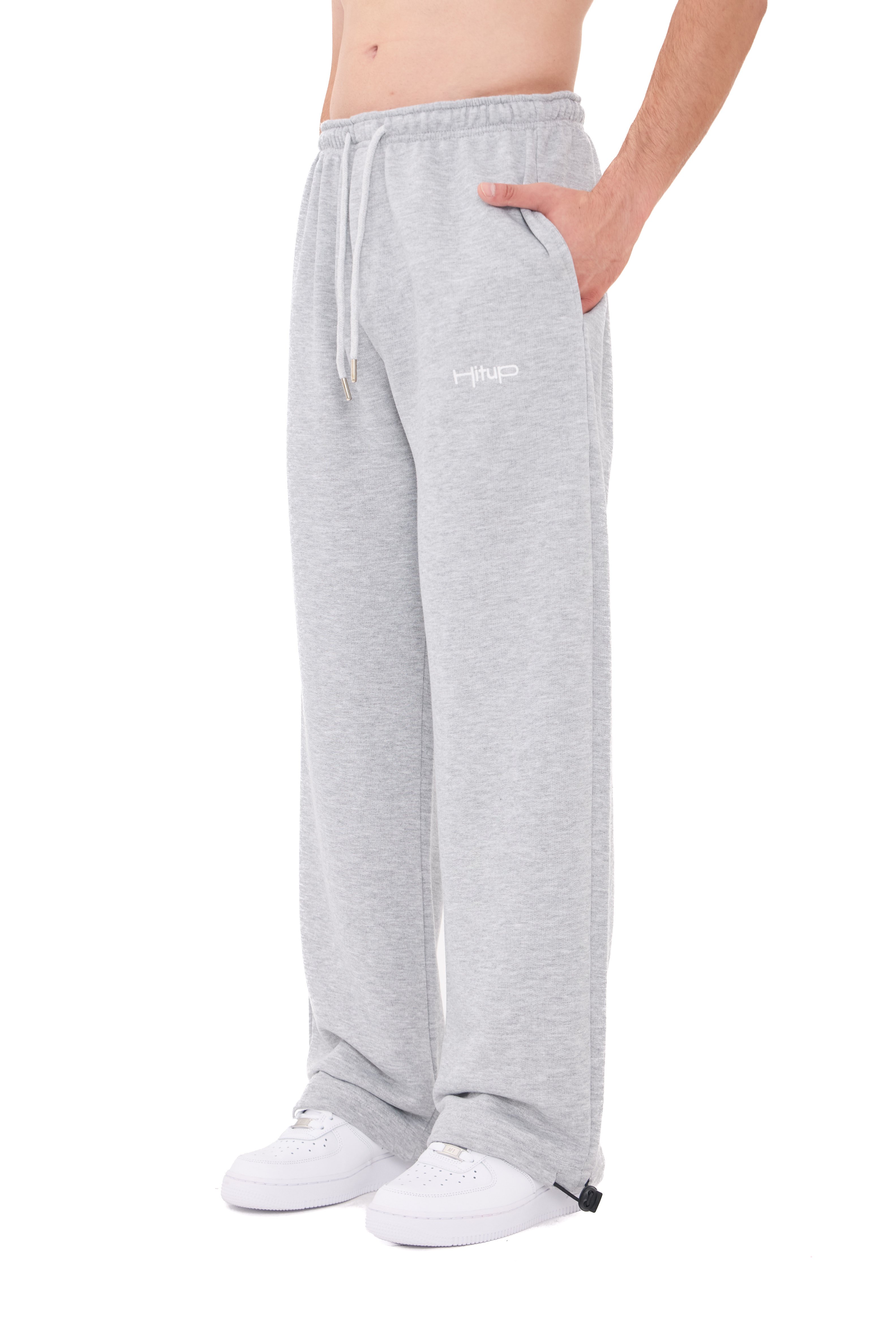  Hitup Nakışlı Premium Ayarlanabilir Paça Oversize Eşofman Altı  - GRİMELANJ