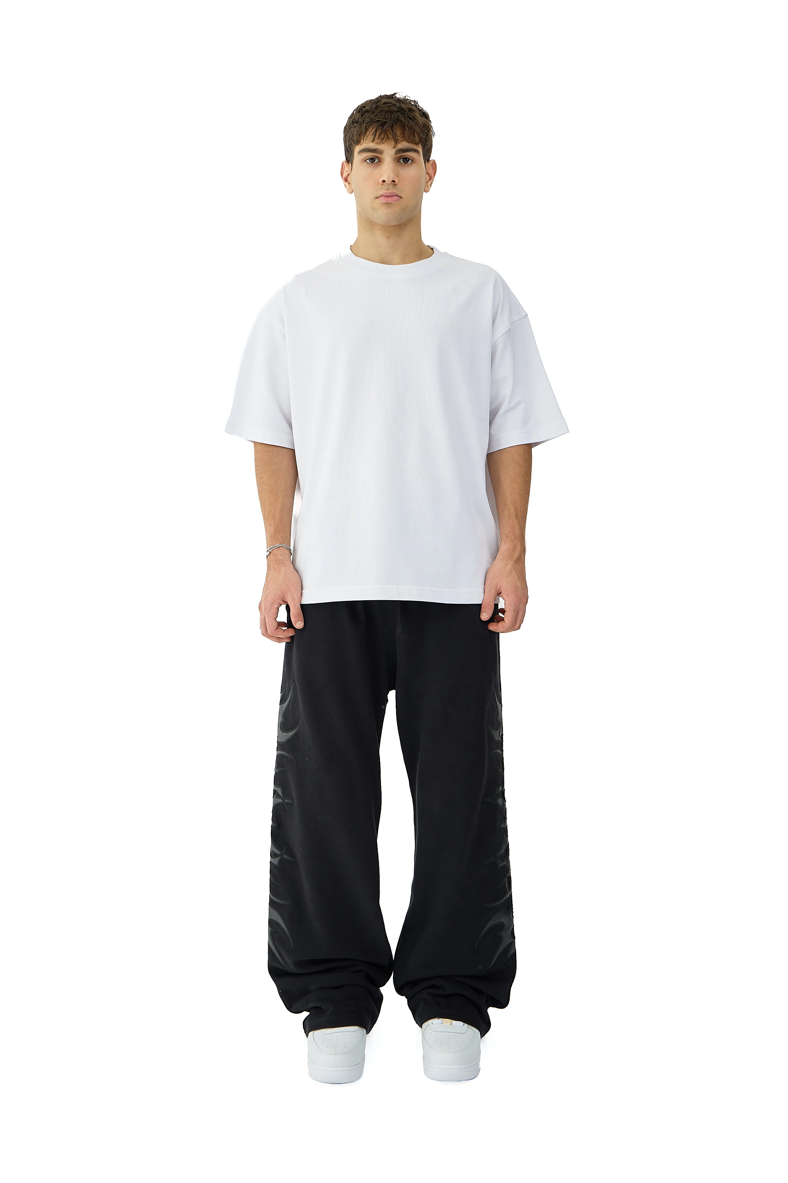 Tribal Deri & Nakış Detaylı Double Belt Premium Sweatpant