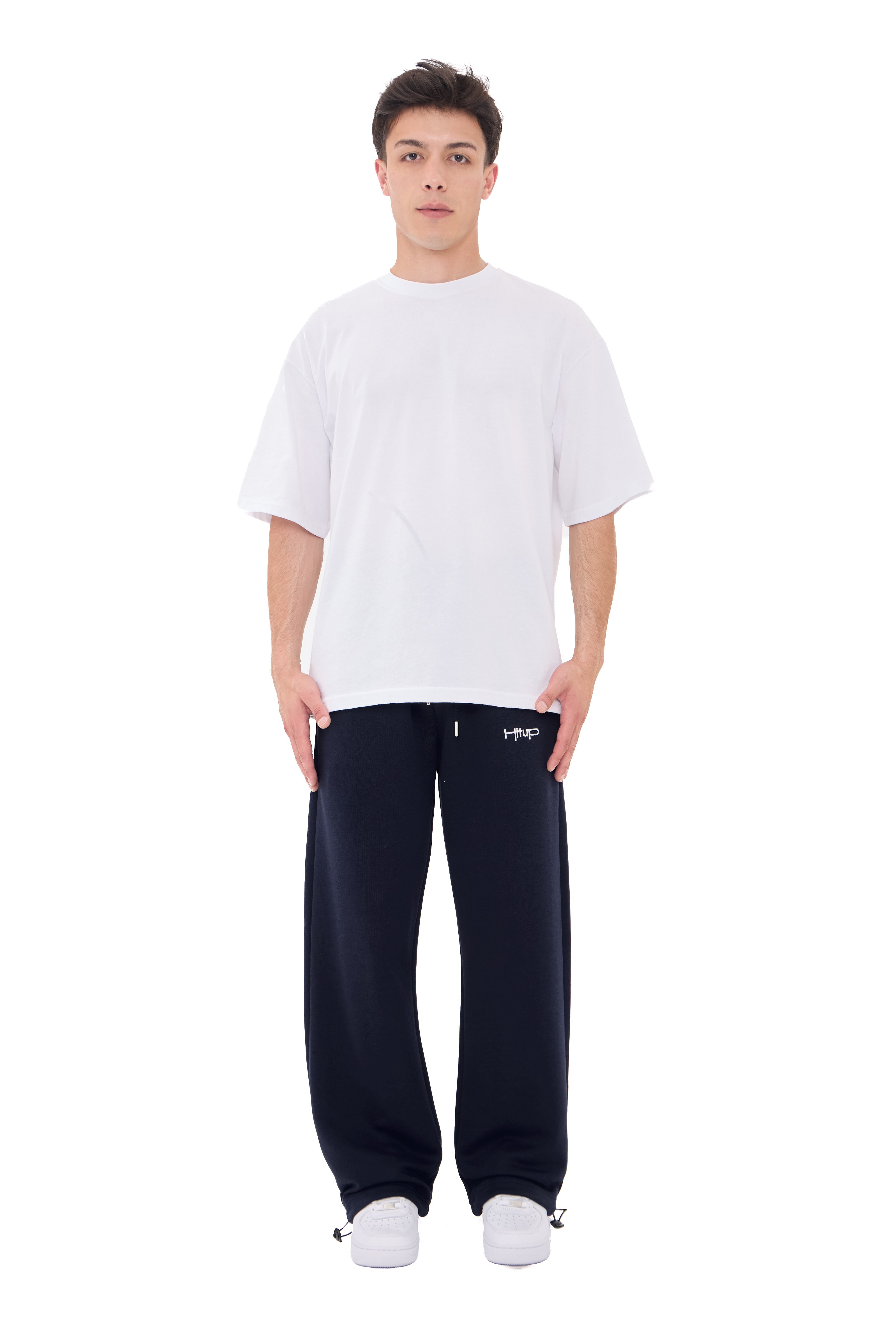  Hitup Nakışlı Premium Ayarlanabilir Paça Oversize Eşofman Altı  - LACİVERT