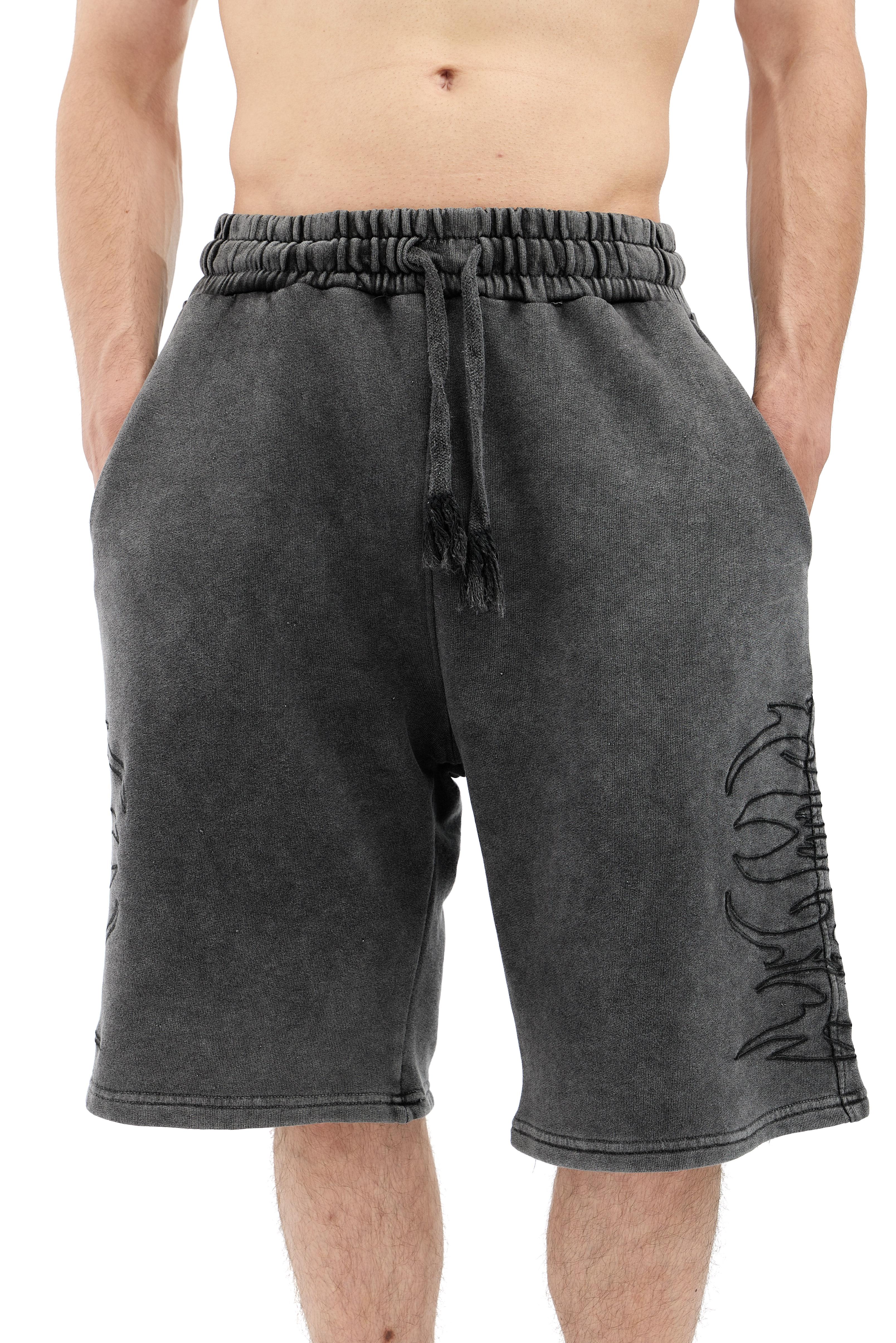 Premium Tribal Nakış Detay Baggy Şort - ANTRASİT