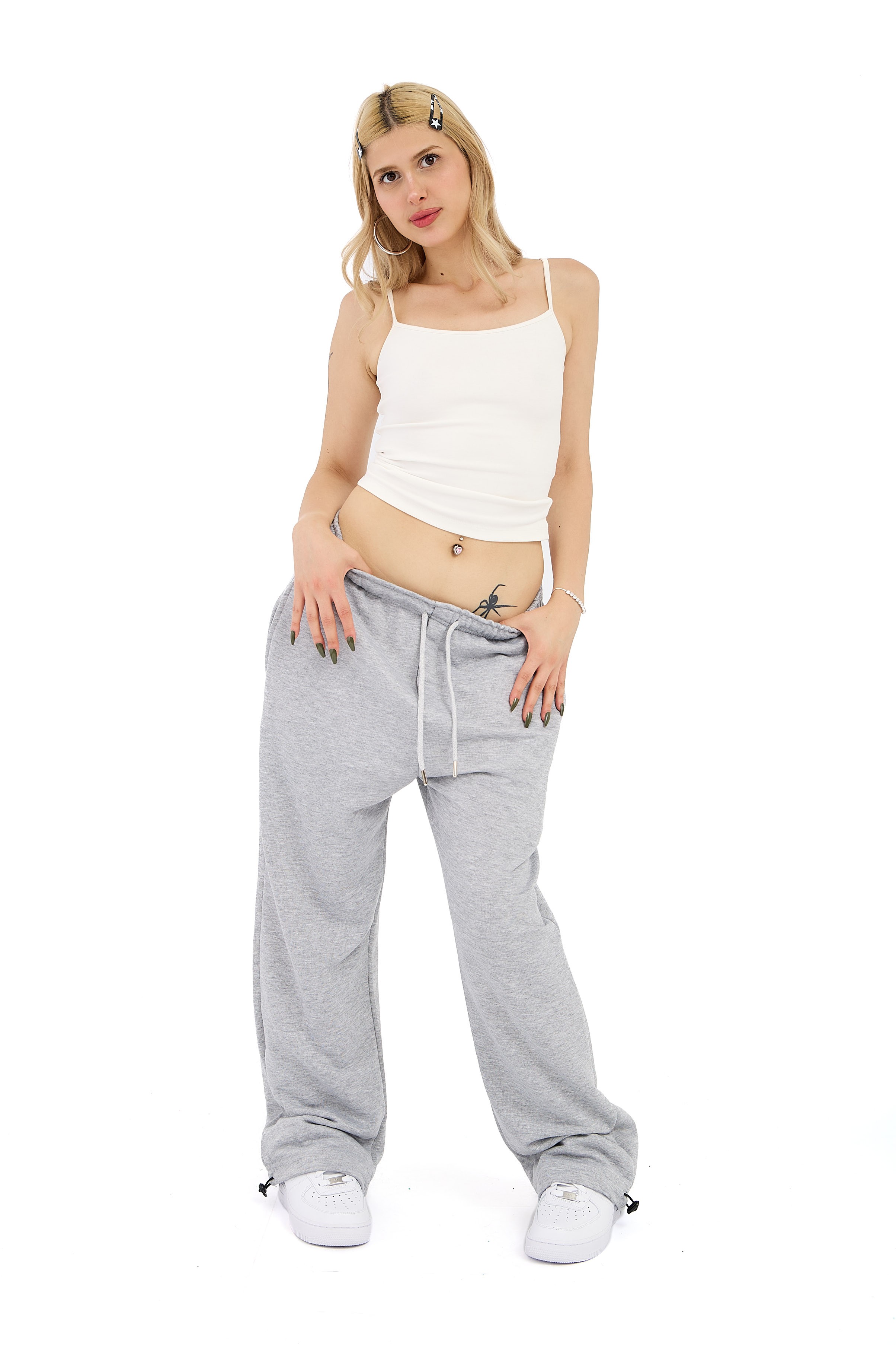  Hitup Premium Basic Ayarlanabilir Paça Oversize Eşofman Altı  - GRİMELANJ