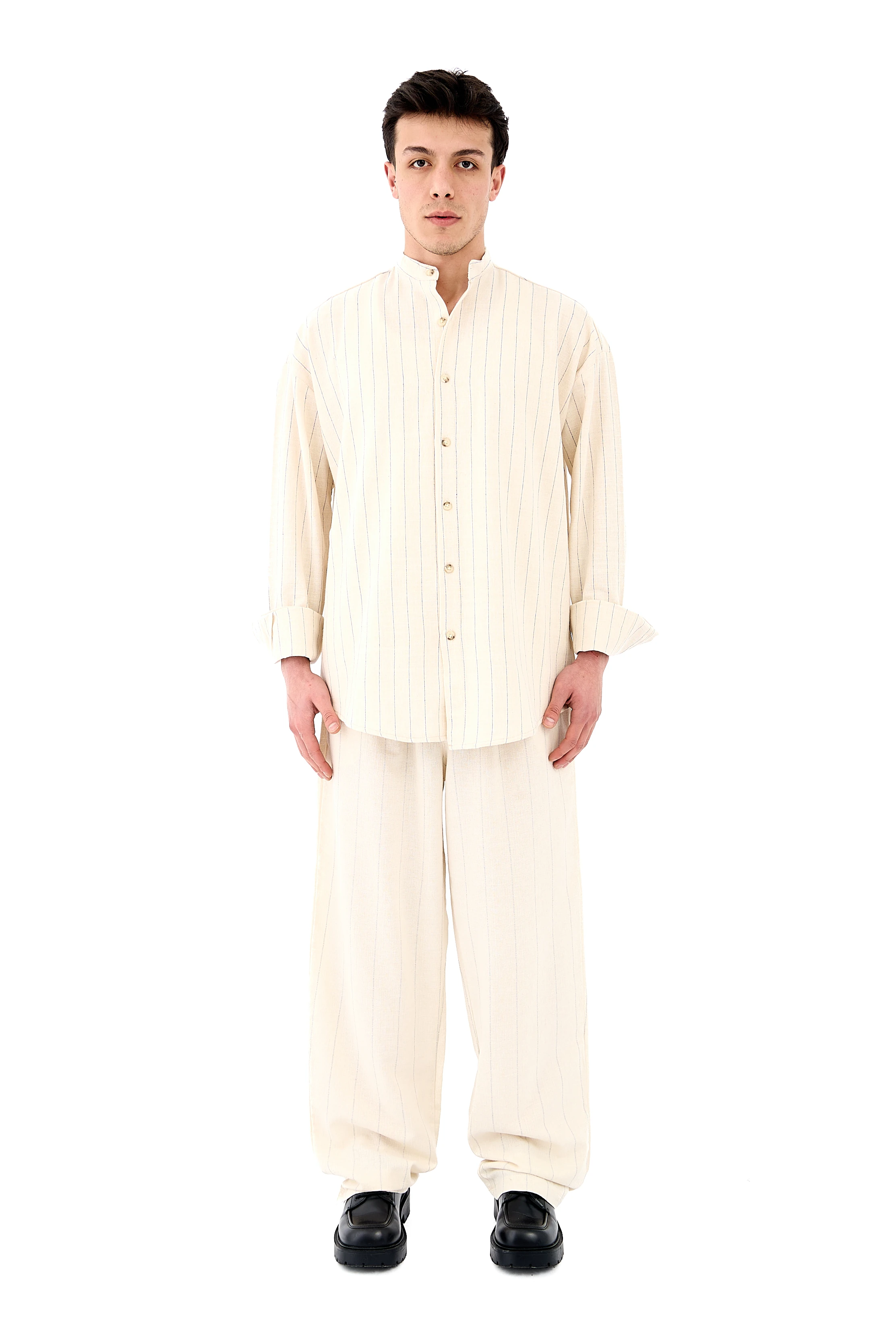 Çizgi Detay Keten Premium Baggy Pantolon