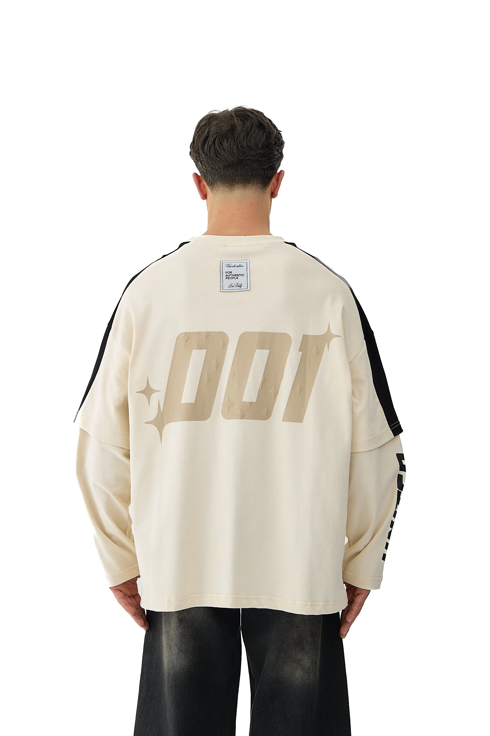 001 United Baskılı Oversize Pemium Sweatshirt - EKRU