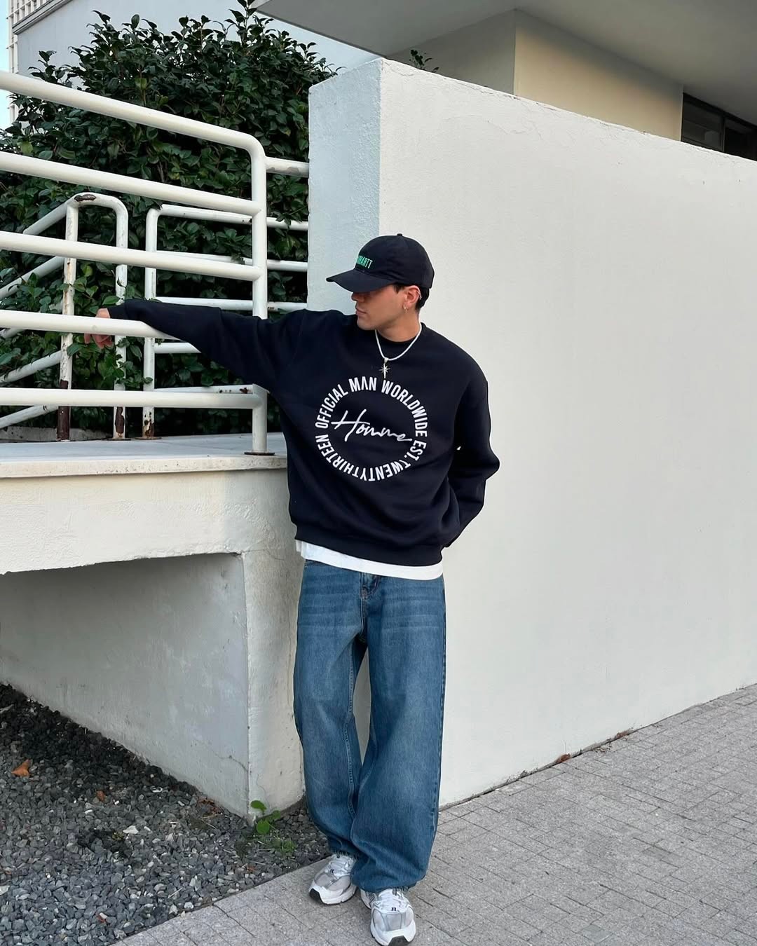 Homme Baskı Detaylı Oversize Sweatshirt 