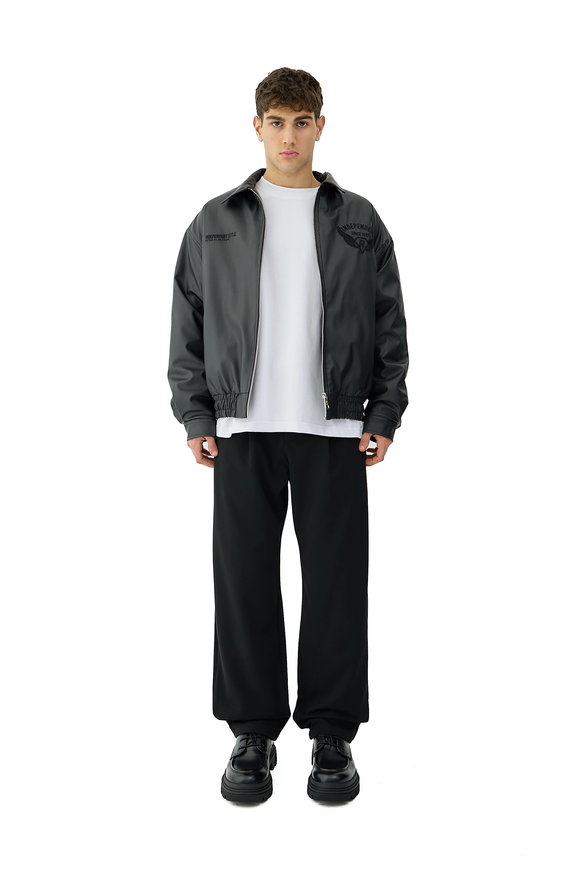  Fortime Nakış Detaylı Bomber Deri Ceket