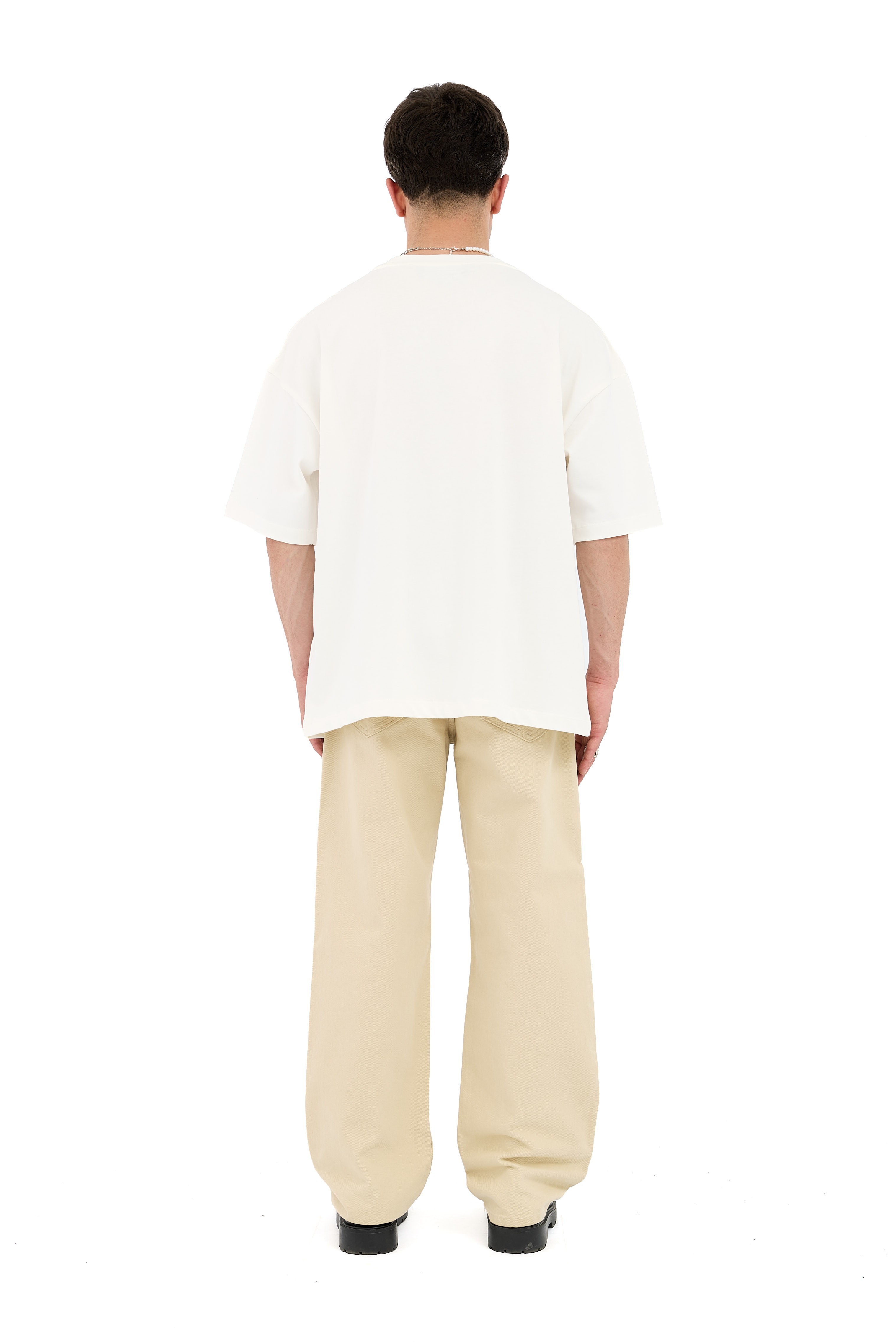 Hidden Hill Baskılı Oversize Krem Tişört 