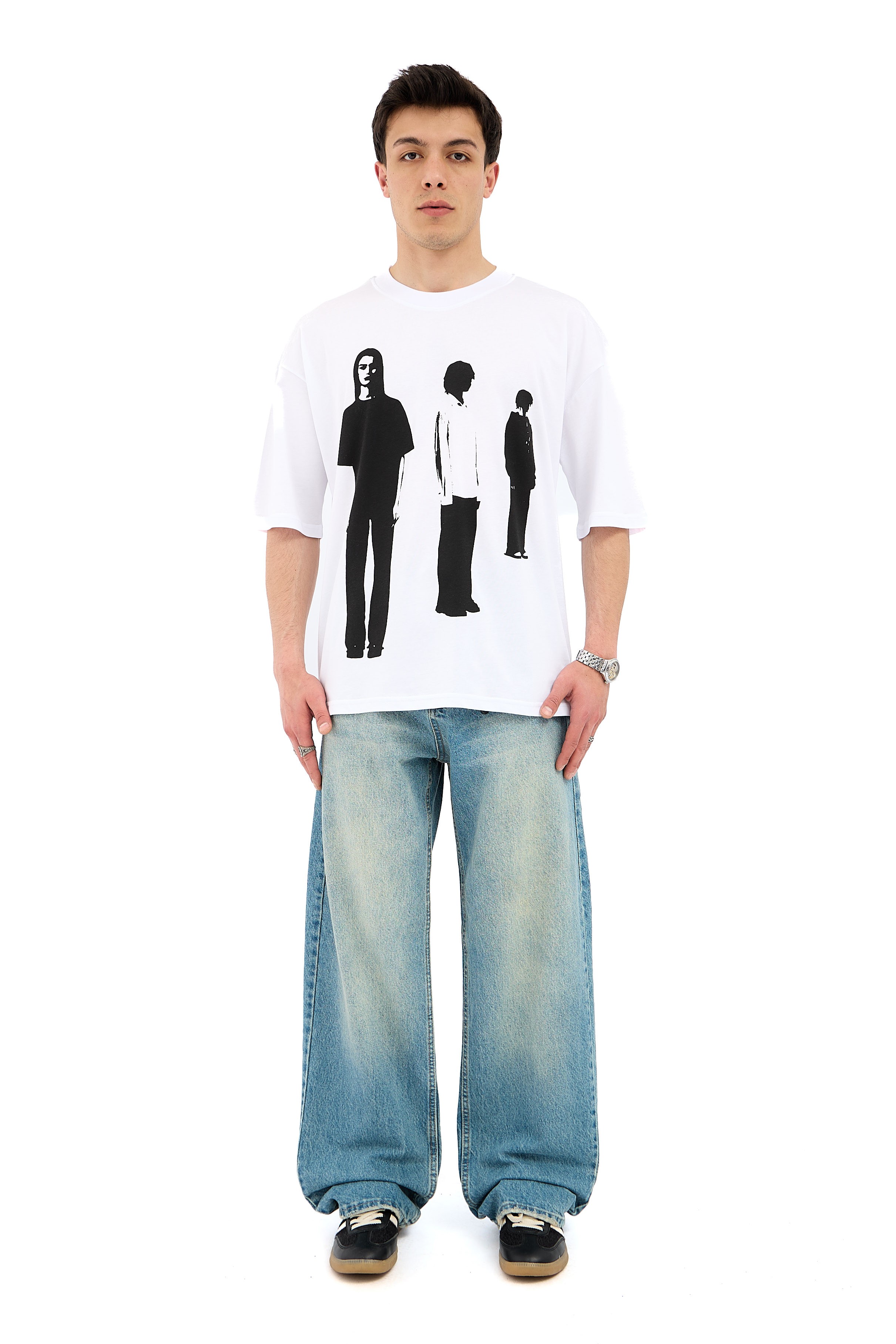 Urban Silence Baskılı Oversize Tişört  - BEYAZ