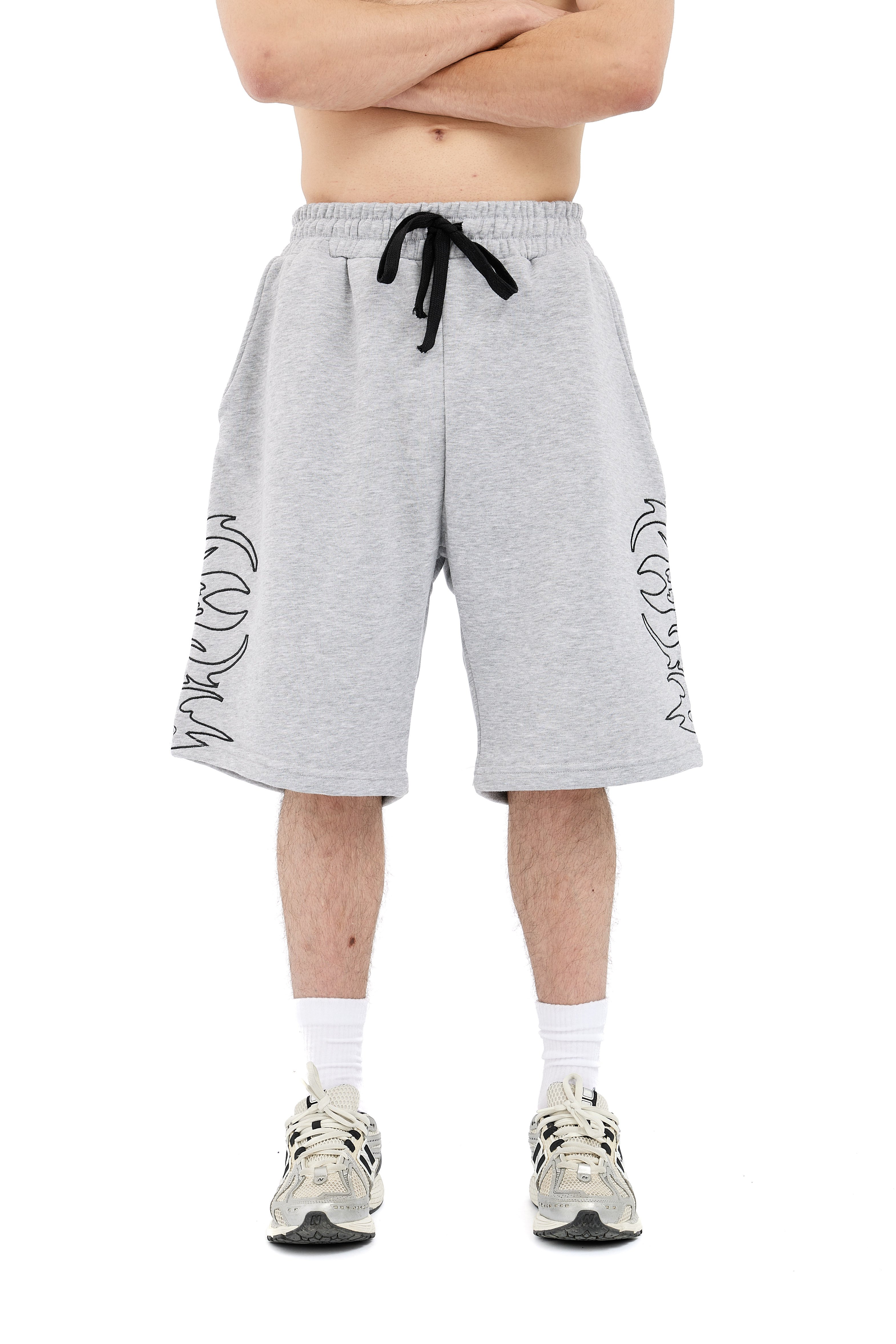 Premium Tribal Nakış Detay Baggy Şort - GRİMELANJ
