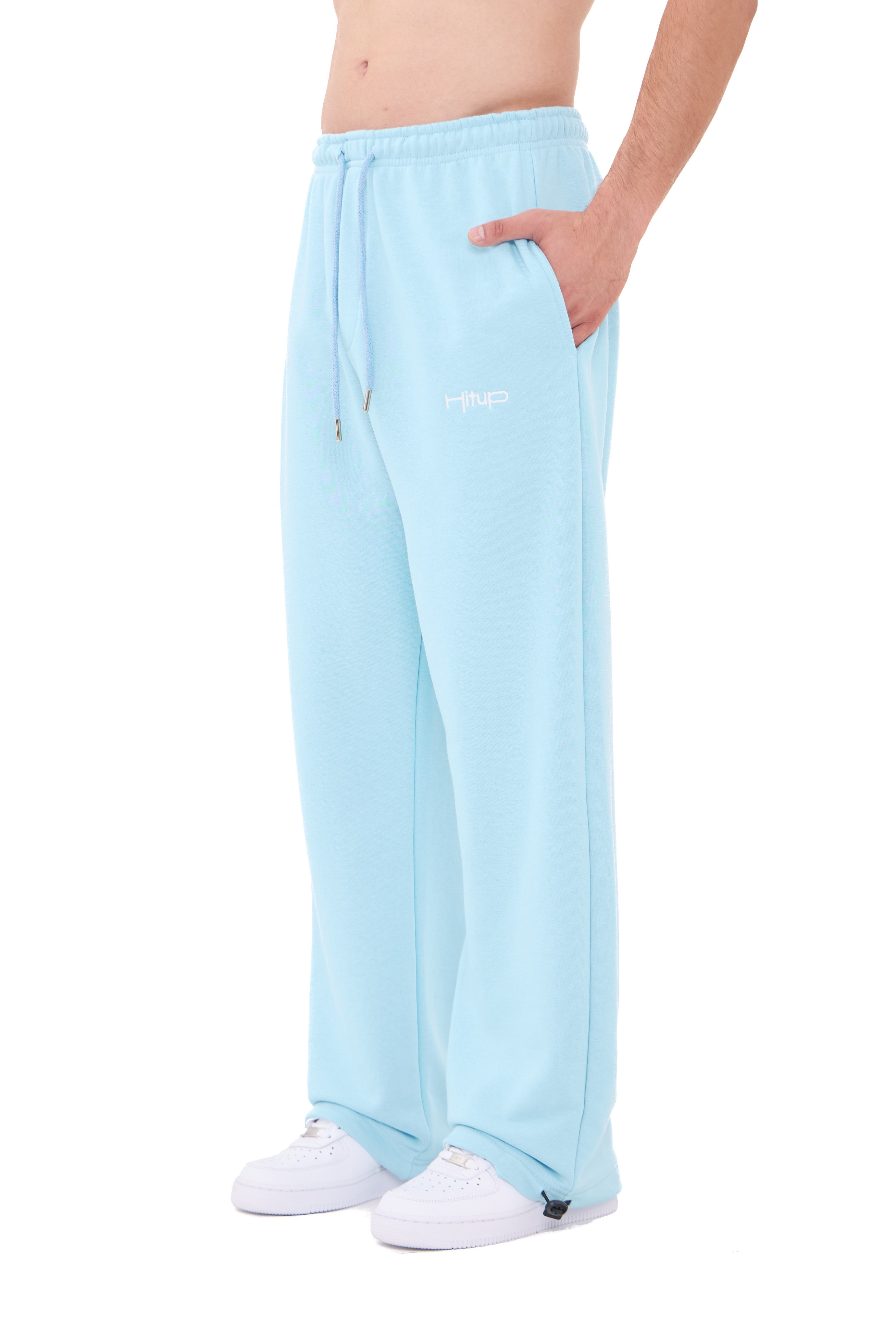  Hitup Nakışlı Premium Ayarlanabilir Paça Oversize Eşofman Altı  - BABYBLUE