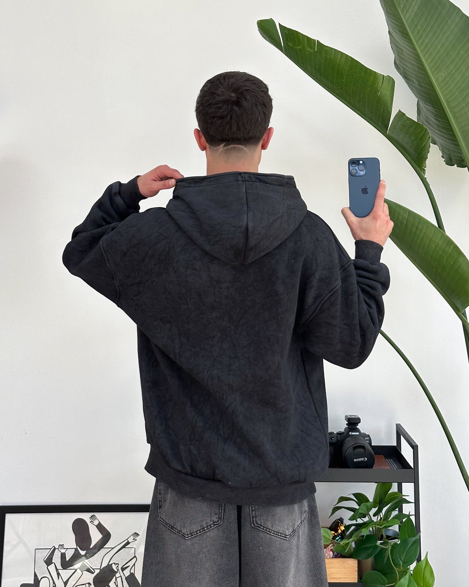 Star Washed Oversize Zip Hoodie