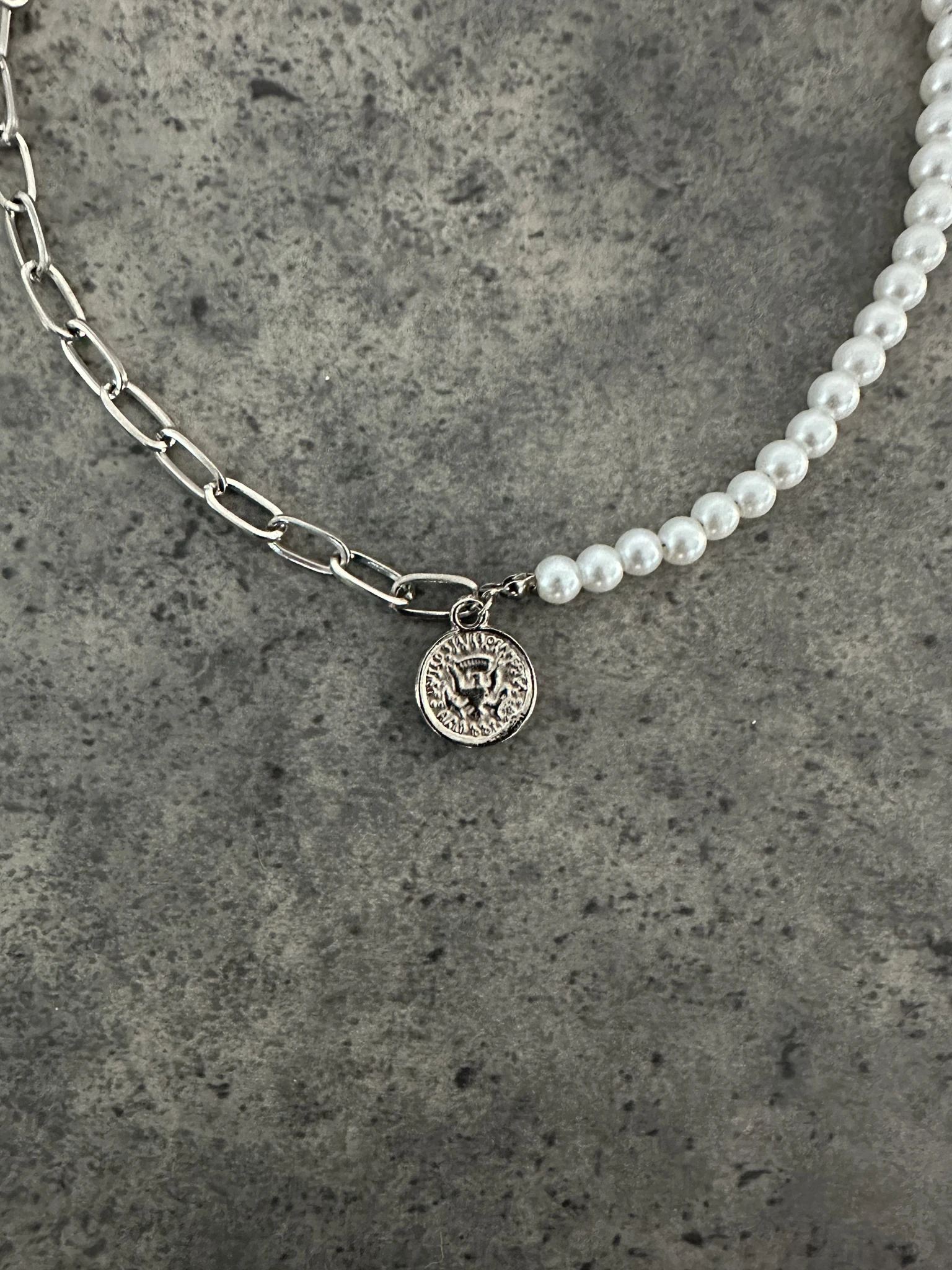 İnci & Zincir Akçe Detay Kolye