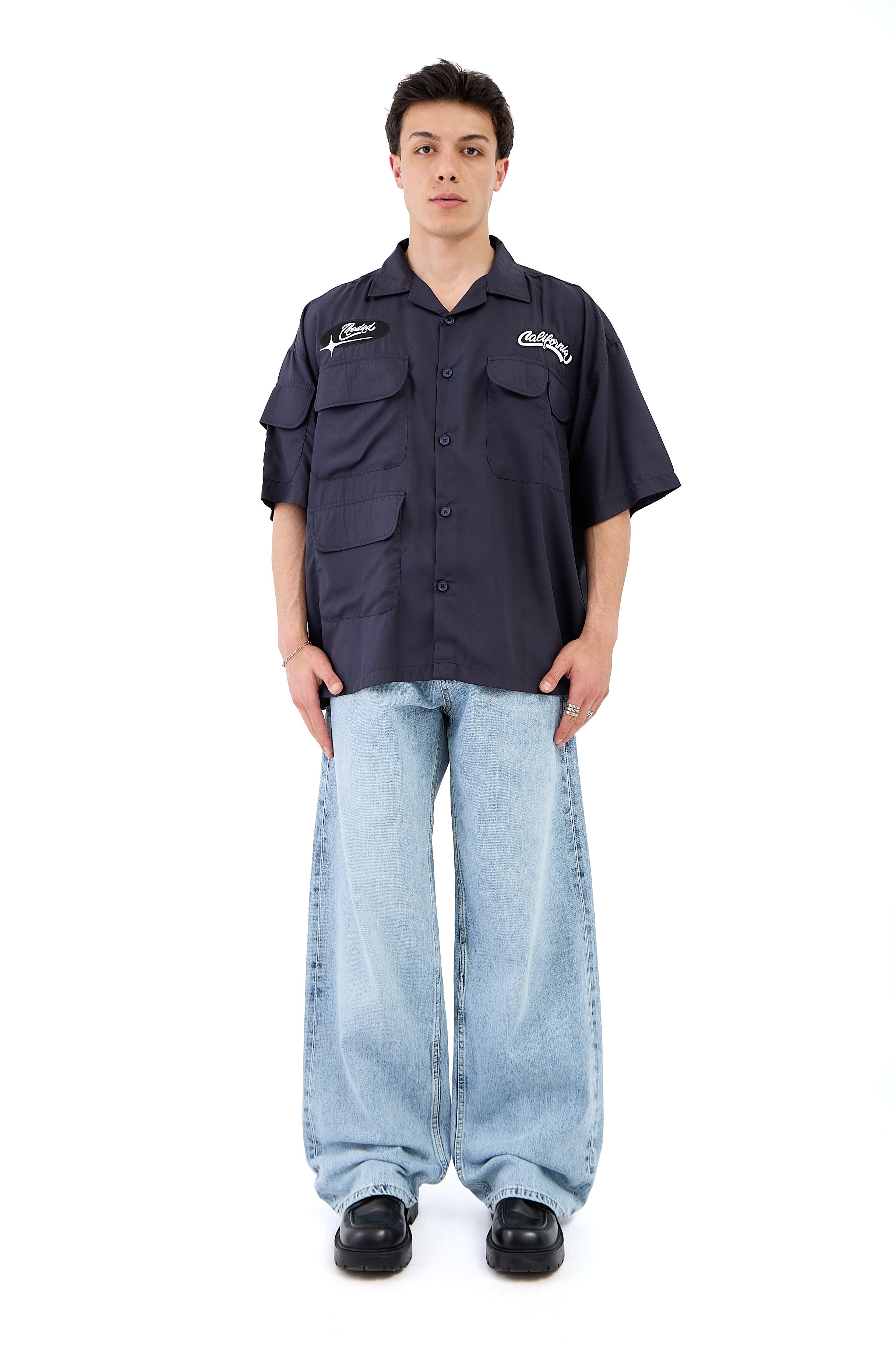 Soldurma Detay Açık Mavi Baggy Jean 