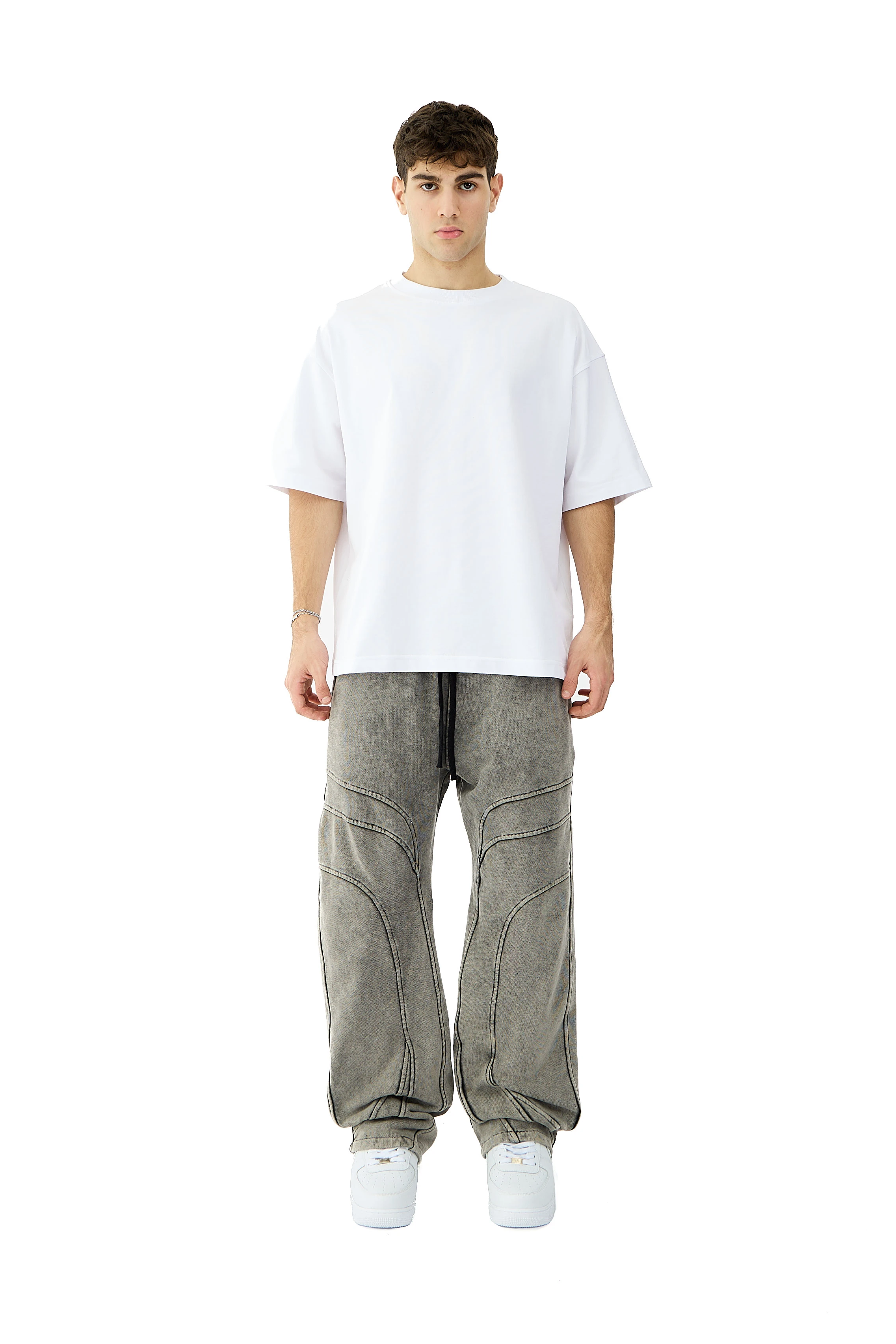 Stone Yıkamalı Lines Detay Premium Sweatpant - KOYU ANTRASİT