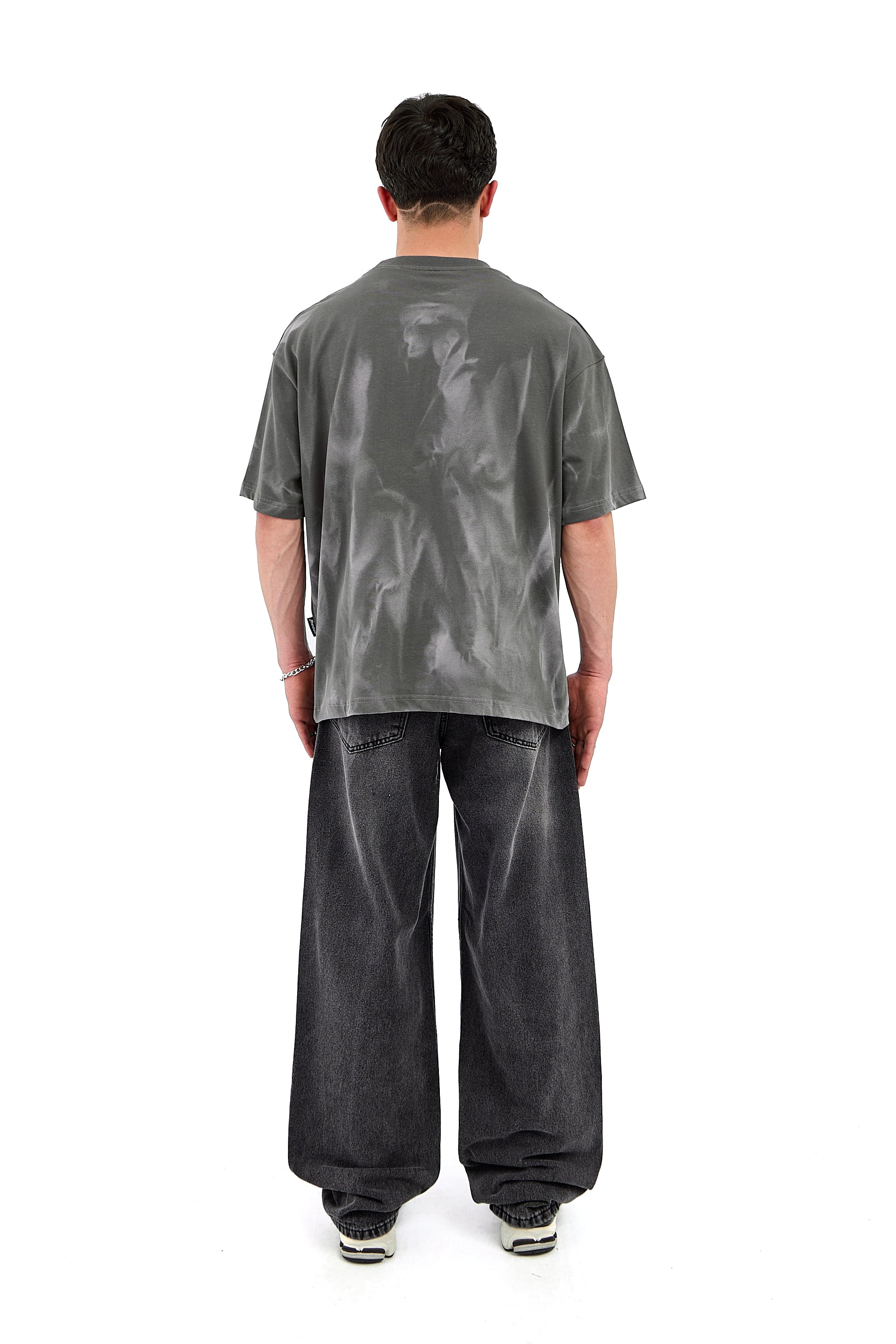 Spikyhead Nakışlı Acid Wash Premium Oversize Tişört