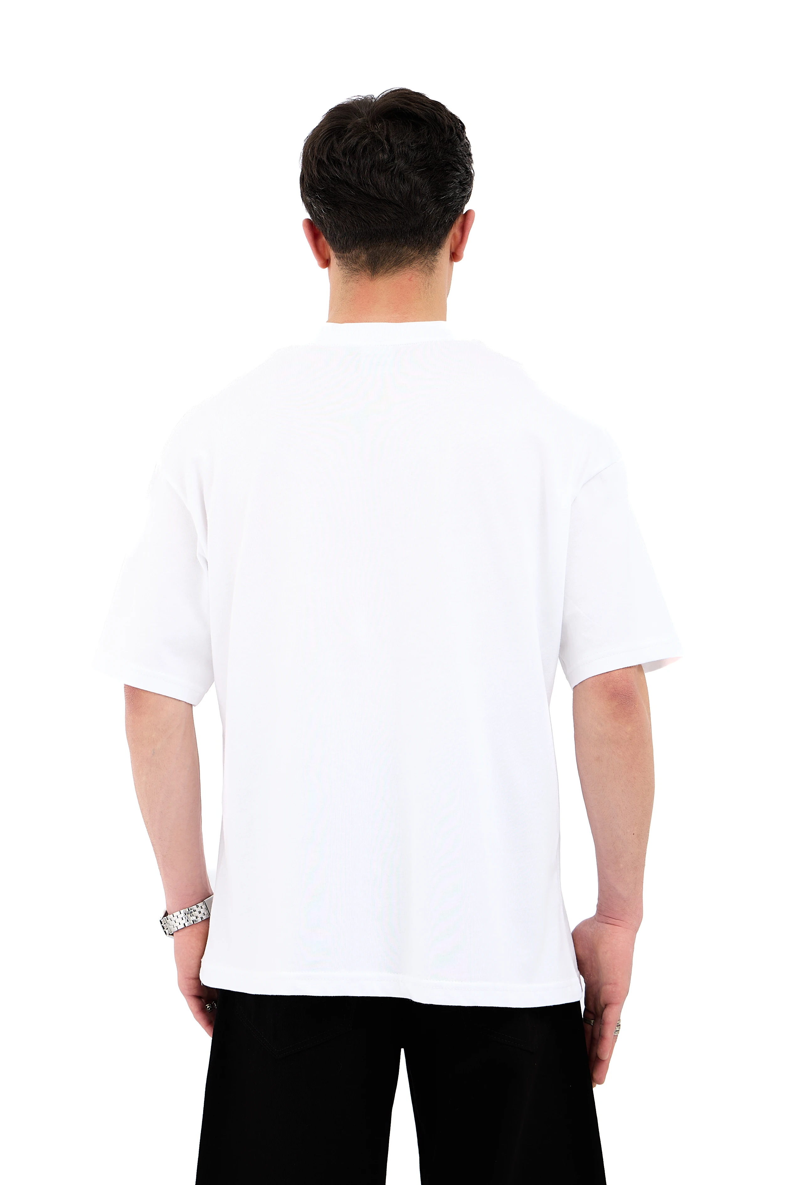 Chaos Baskı Detay Overisize Tişört - BEYAZ