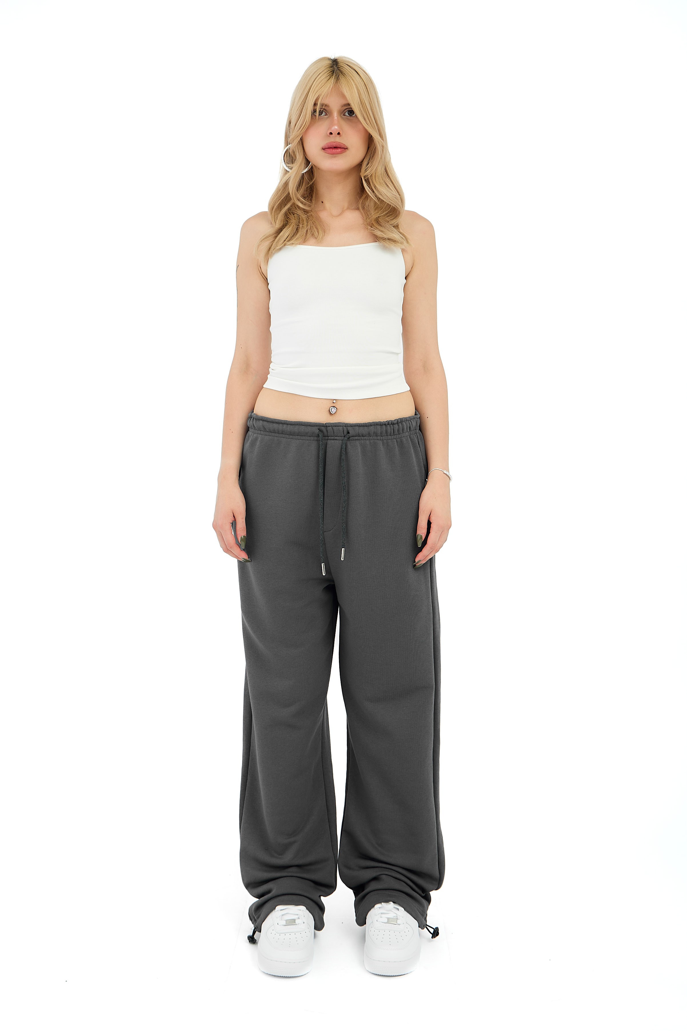  Hitup Premium Basic Ayarlanabilir Paça Oversize Eşofman Altı  - ANTRASİT