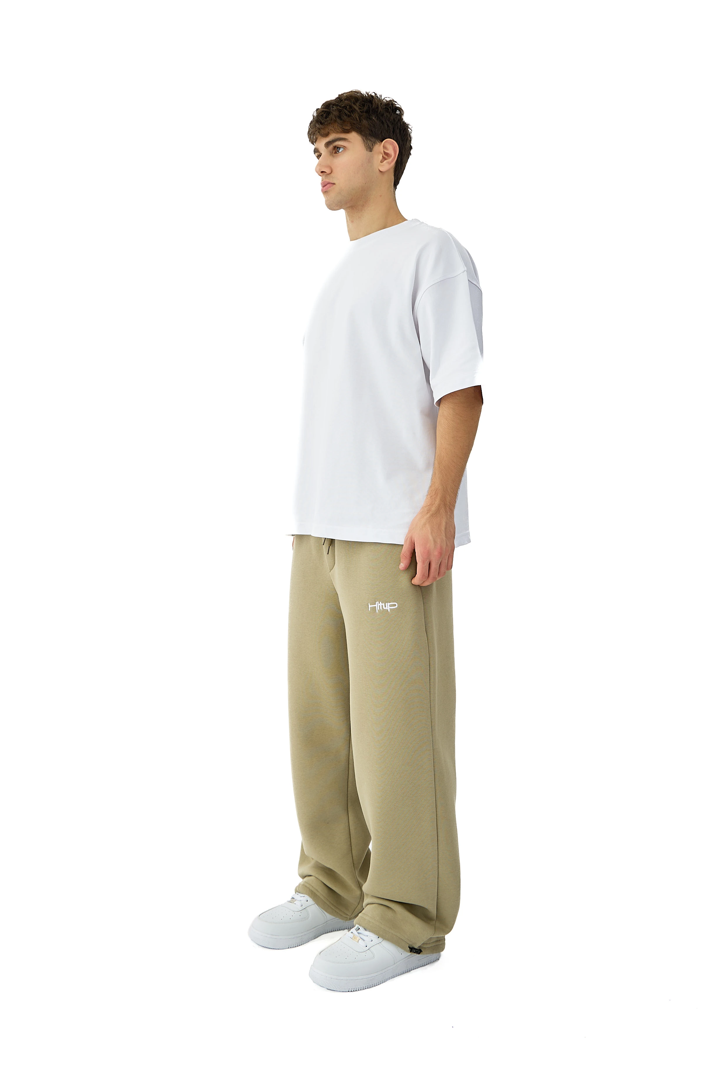 Kışlık Hitup Nakışlı Premium Ayarlanabilir Paça Oversize Eşofman Altı - KÜF YEŞİLİ