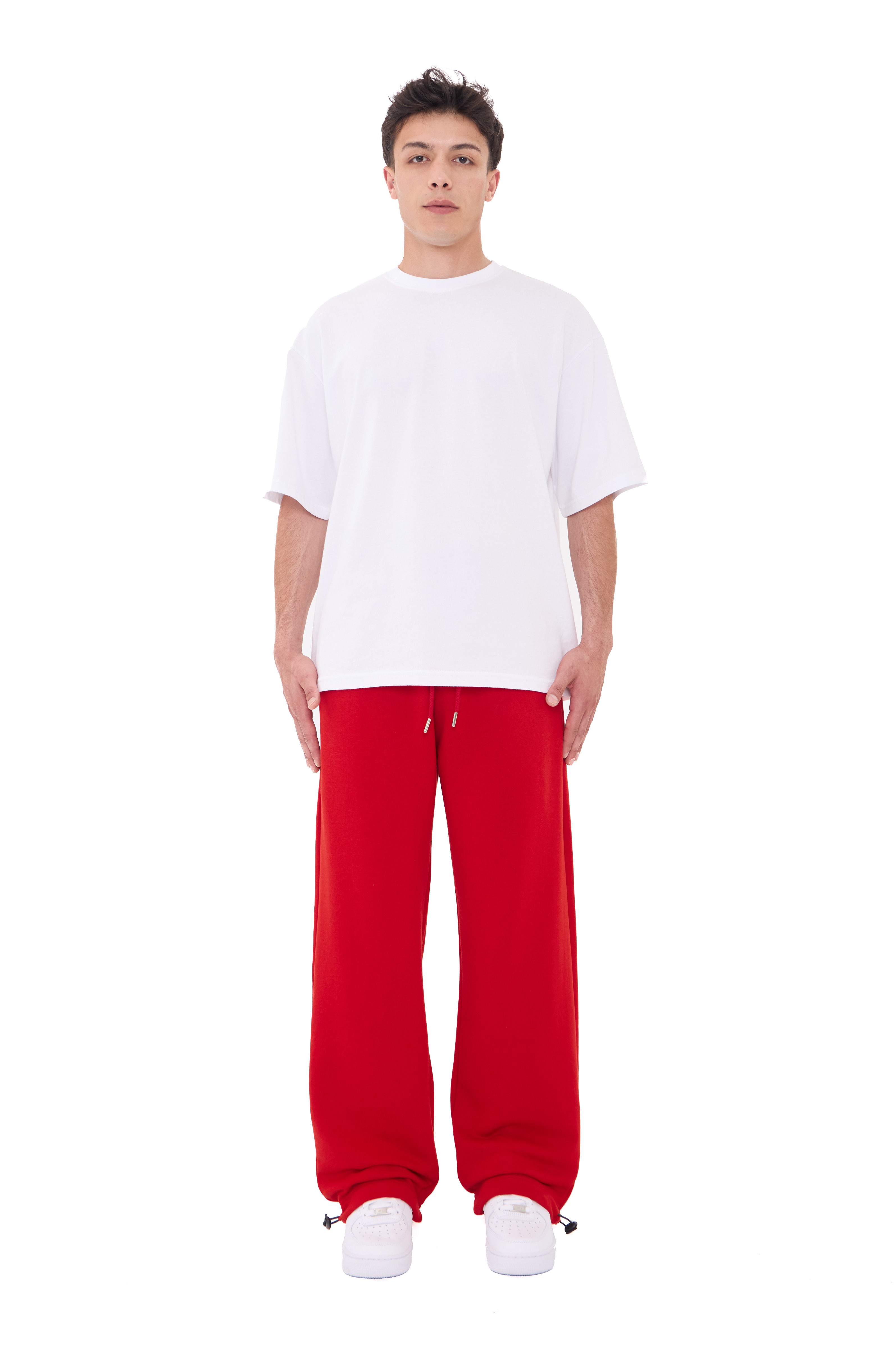  Hitup Premium Basic Ayarlanabilir Paça Oversize Eşofman Altı  - KIRMIZI