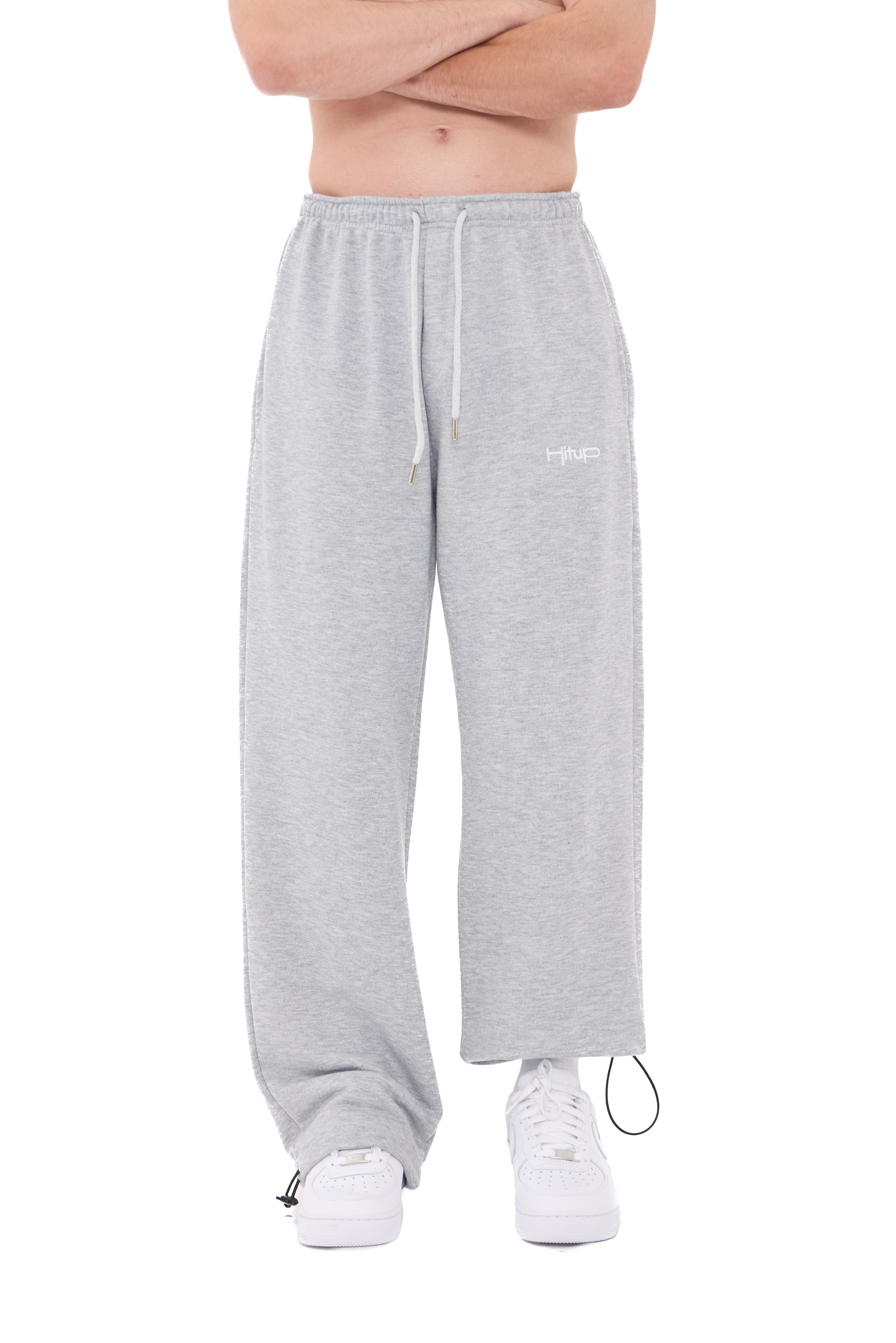  Hitup Nakışlı Premium Ayarlanabilir Paça Oversize Eşofman Altı  - GRİMELANJ