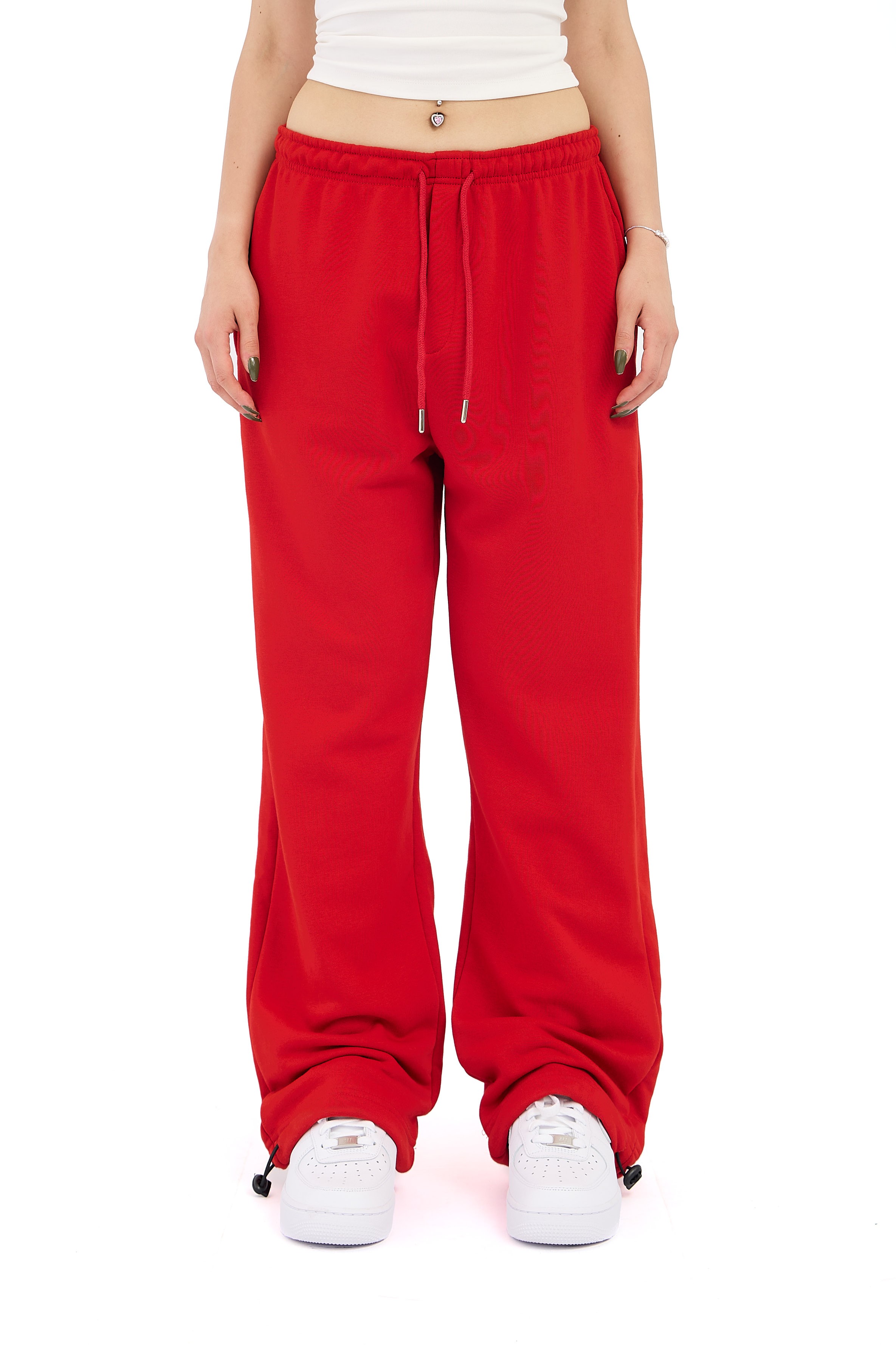  Hitup Premium Basic Ayarlanabilir Paça Oversize Eşofman Altı  - KIRMIZI