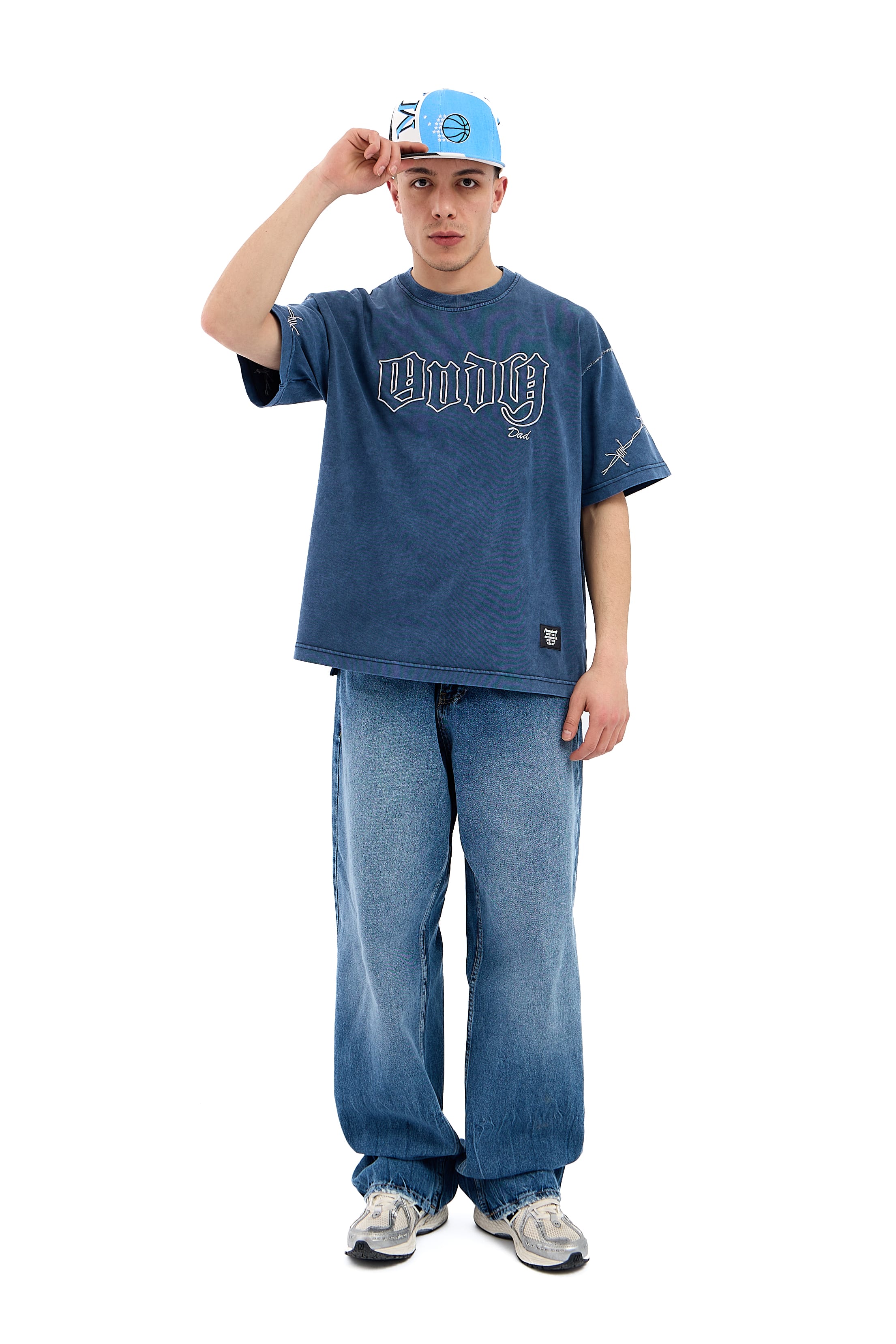 Andy Dad Nakışlı Premium Oversize Tişört - MAVİ