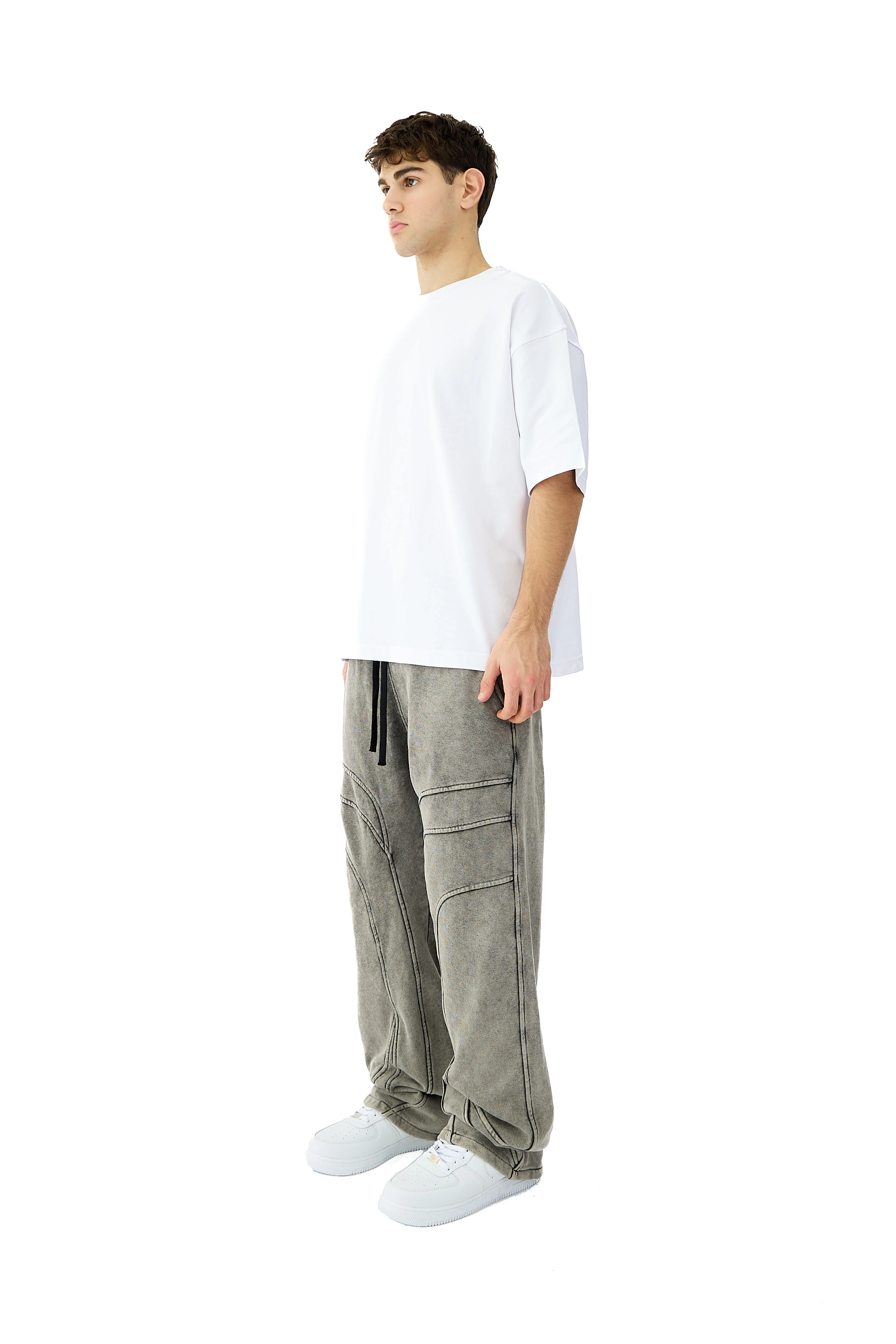 Stone Yıkamalı Lines Detay Premium Sweatpant - KOYU ANTRASİT