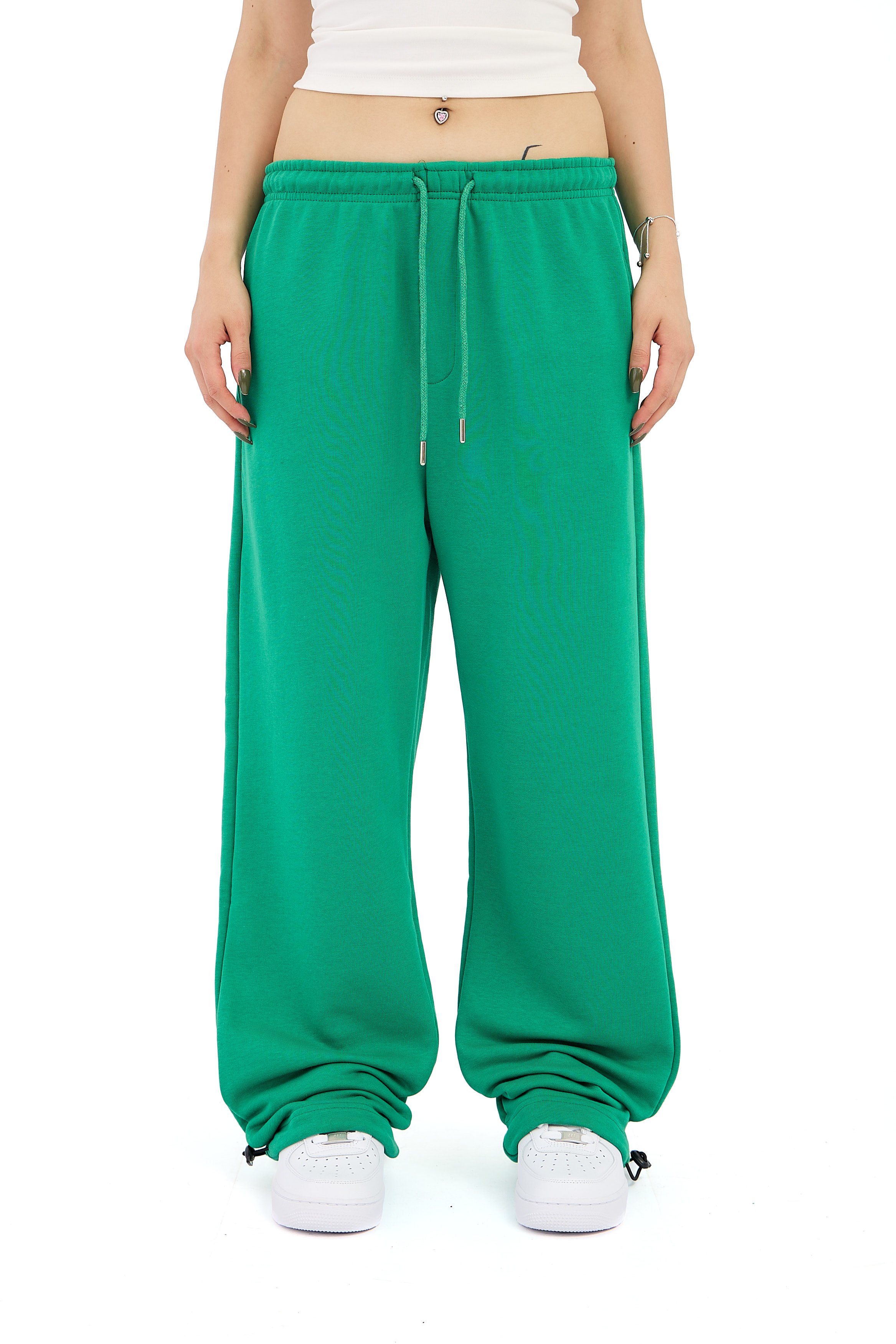  Hitup Premium Basic Ayarlanabilir Paça Oversize Eşofman Altı  - YEŞİL
