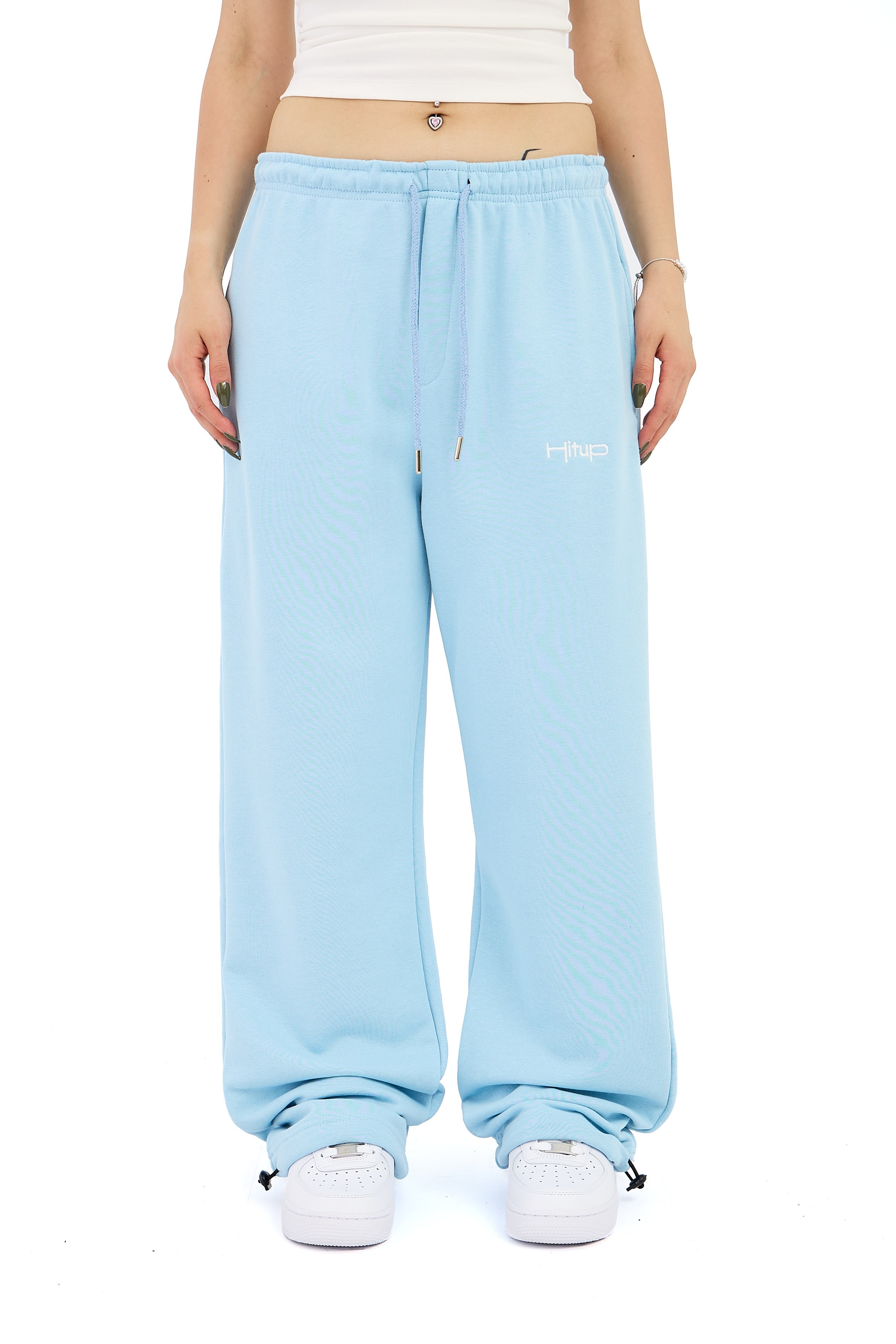  Hitup Nakışlı Premium Ayarlanabilir Paça Oversize Eşofman Altı  - BABYBLUE