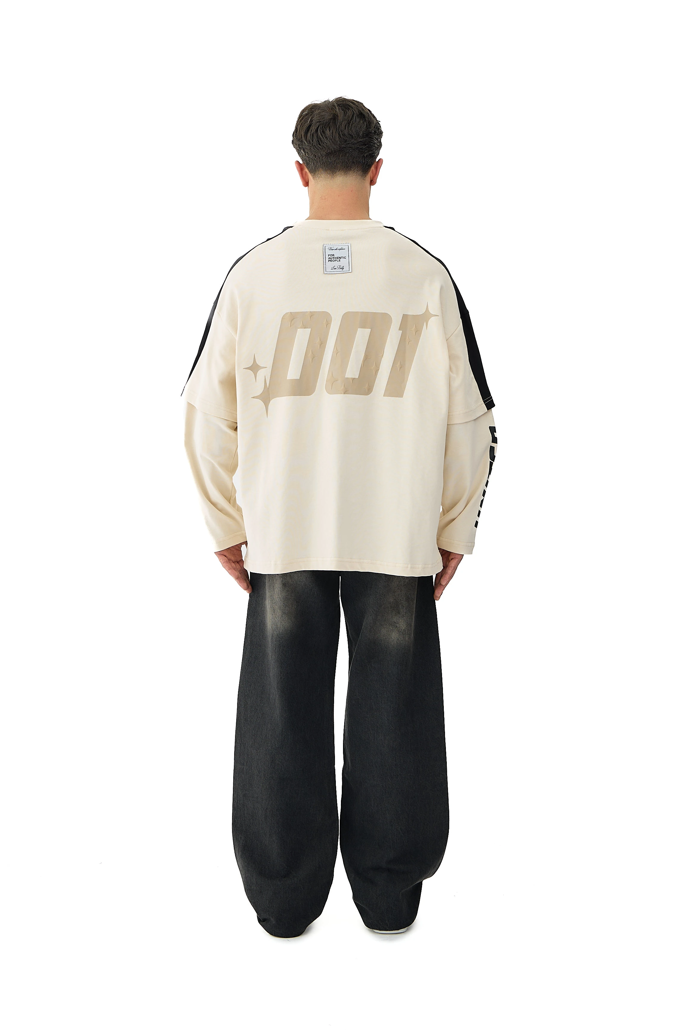 001 United Baskılı Oversize Pemium Sweatshirt - EKRU