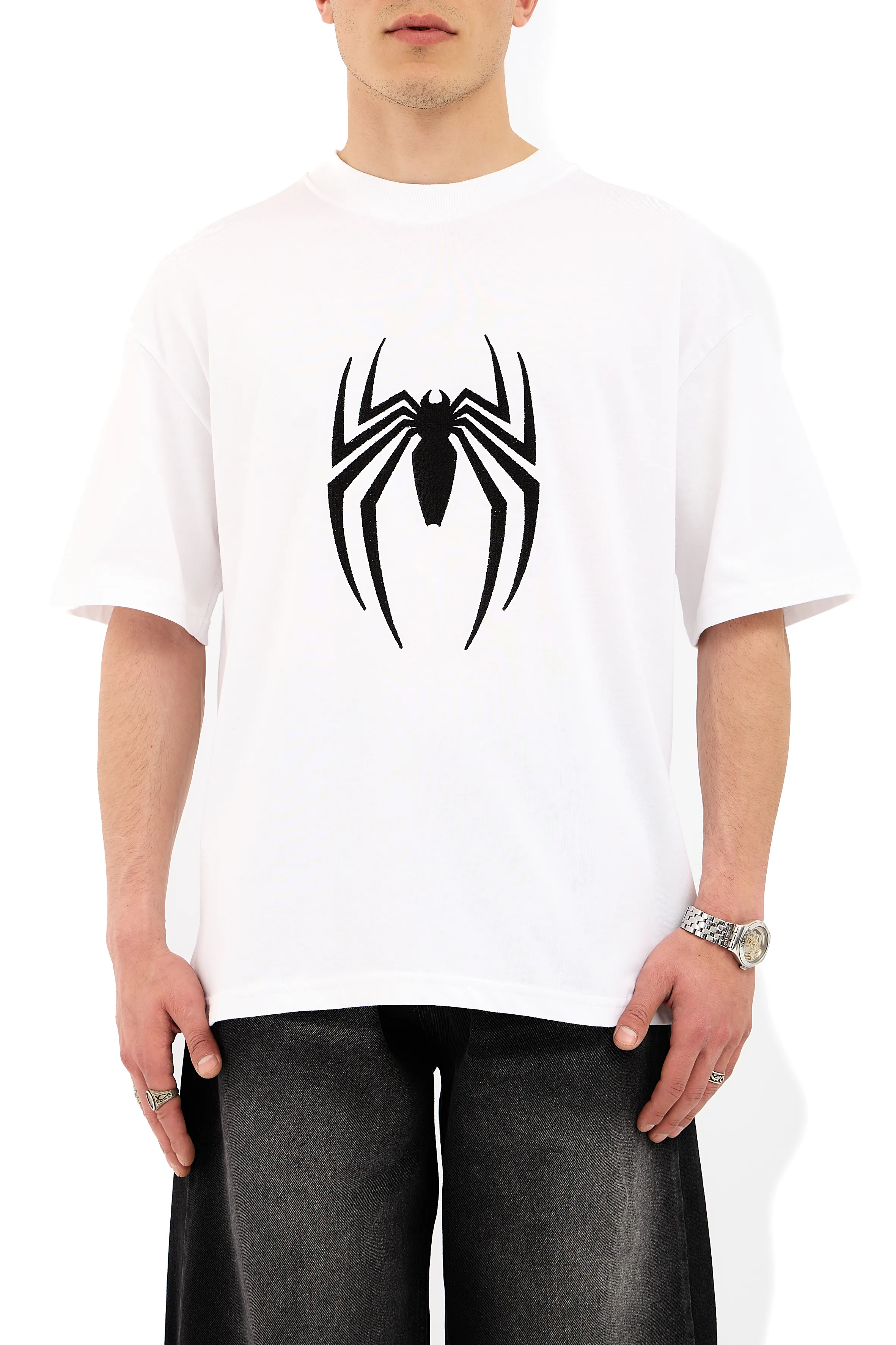 Spiderman Nakışlı Oversize Tişört