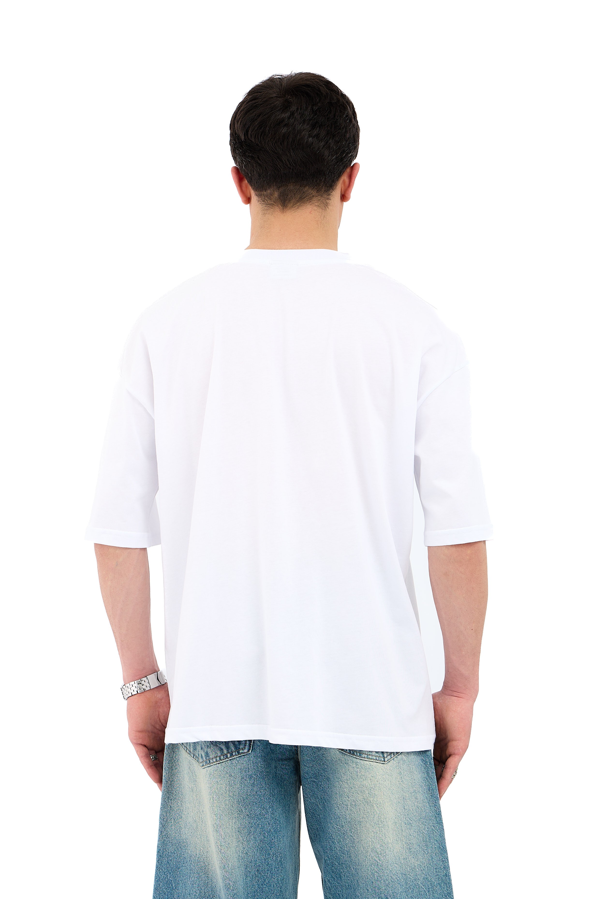 Urban Silence Baskılı Oversize Tişört  - BEYAZ