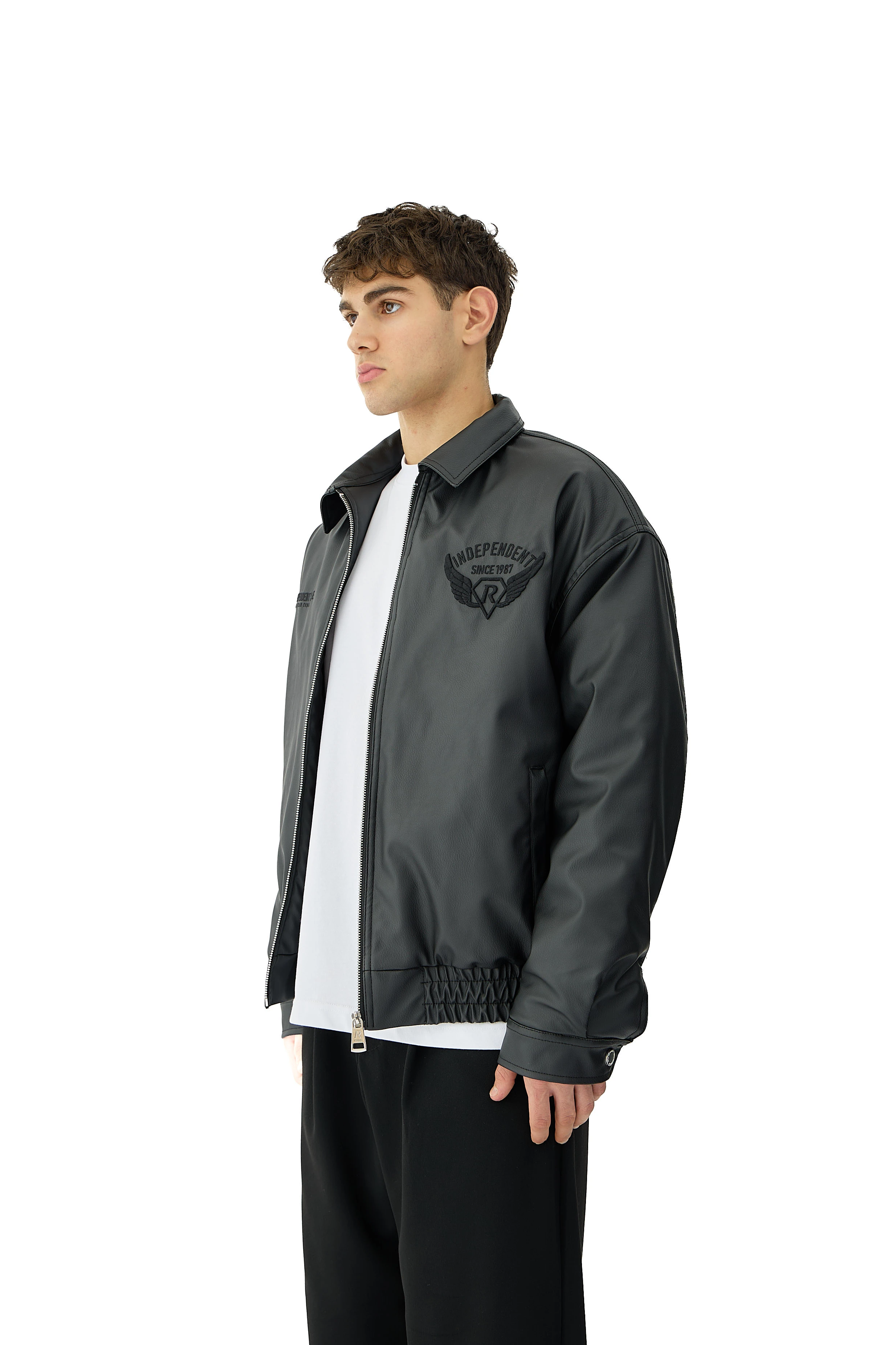  Fortime Nakış Detaylı Bomber Deri Ceket