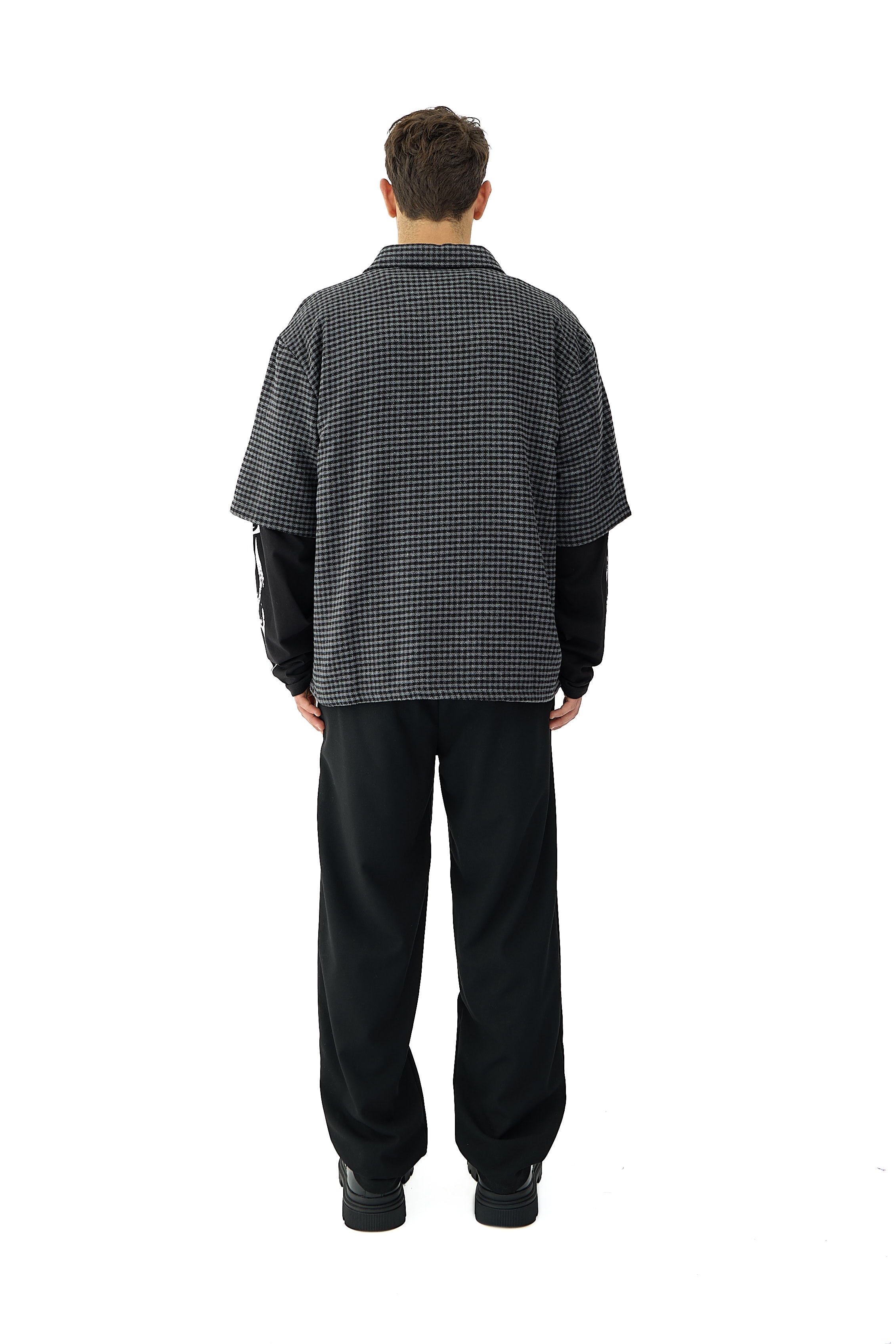 Race Nakış & Tribal Baskı Detaylı Ekoseli Longsleeve Gömlek