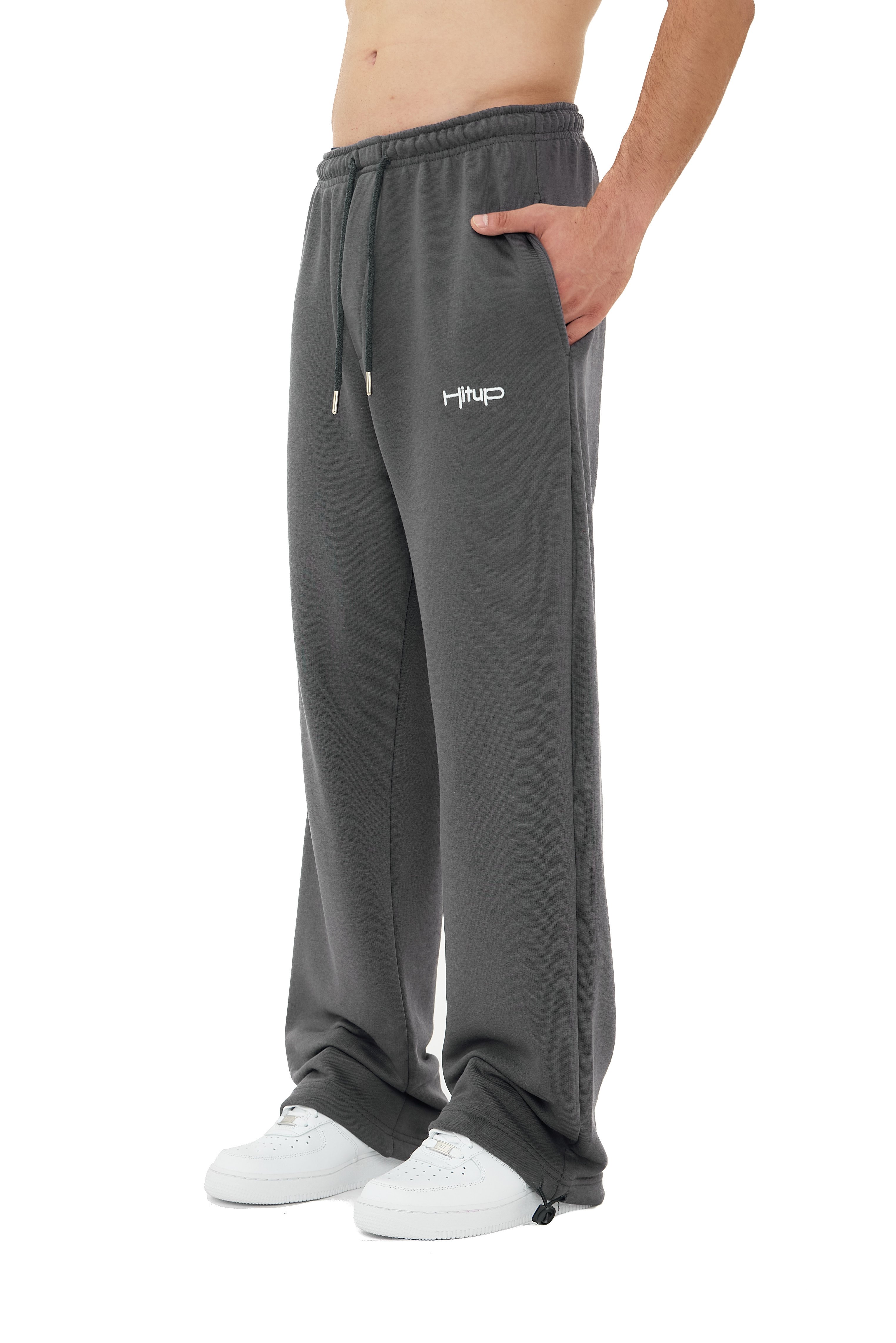  Hitup Nakışlı Premium Ayarlanabilir Paça Oversize Eşofman Altı  - ANTRASİT