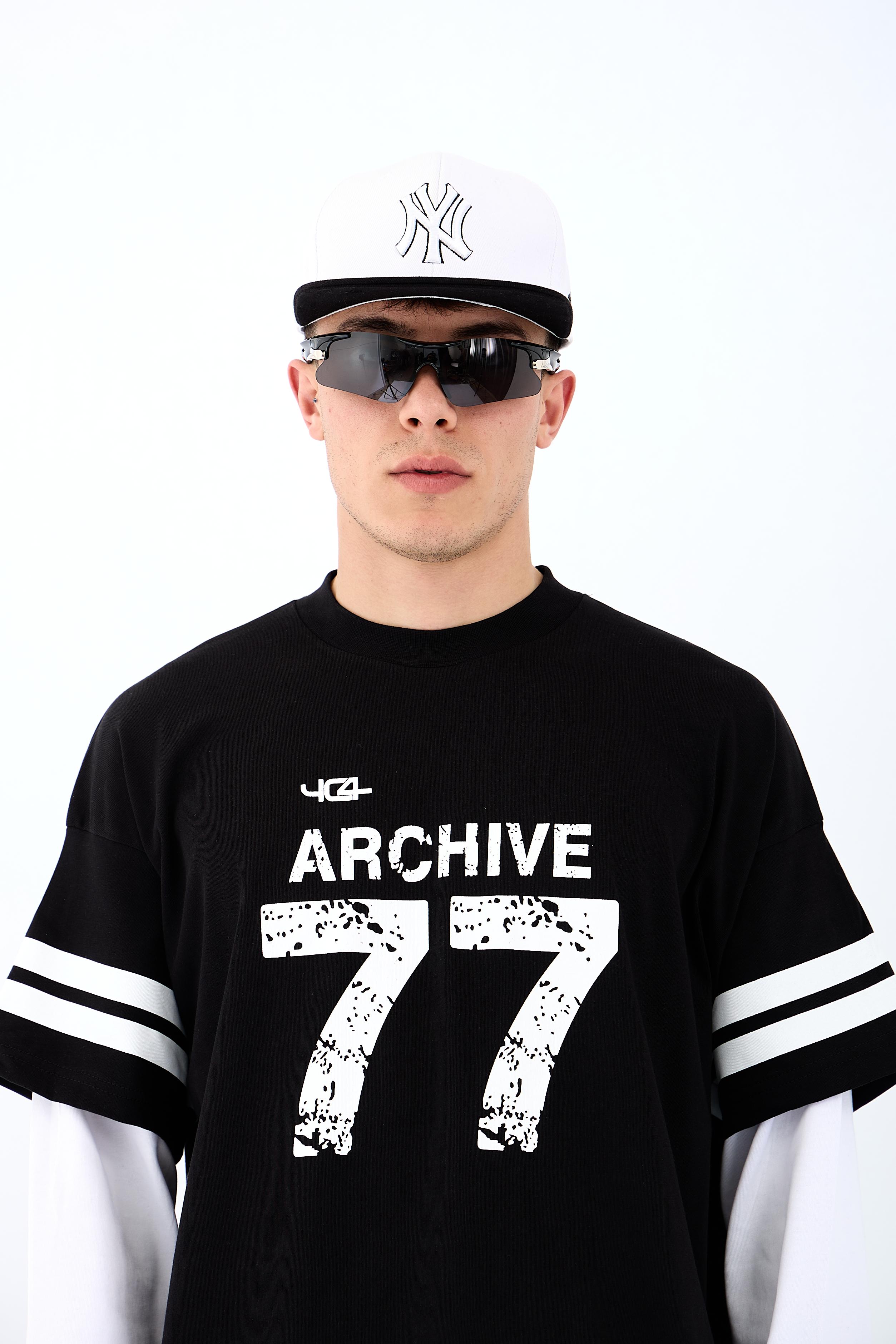 77 Archive Baskılı Premium Oversize Long Sleeve