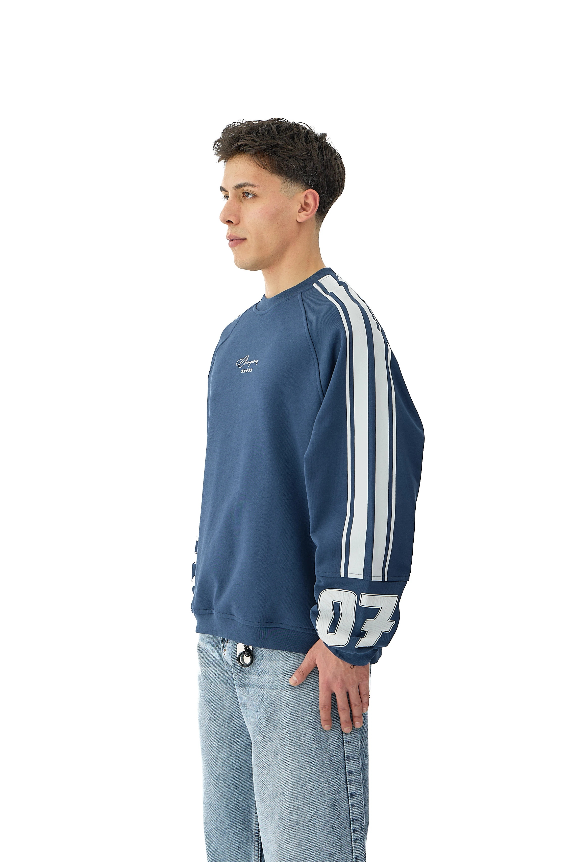 07 Champions Baskılı Oversize Pemium Sweatshirt - LACİVERT