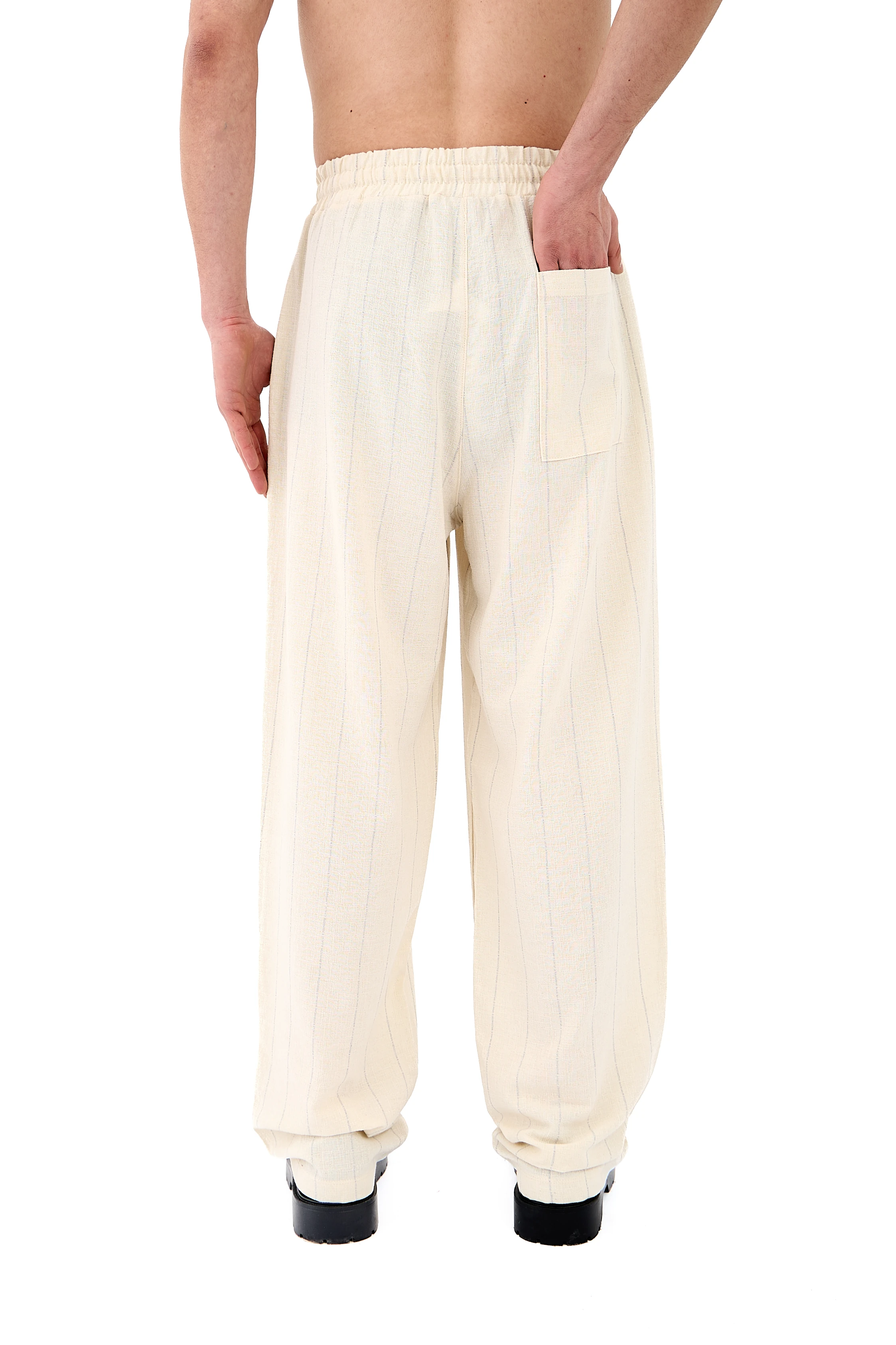 Çizgi Detay Keten Premium Baggy Pantolon