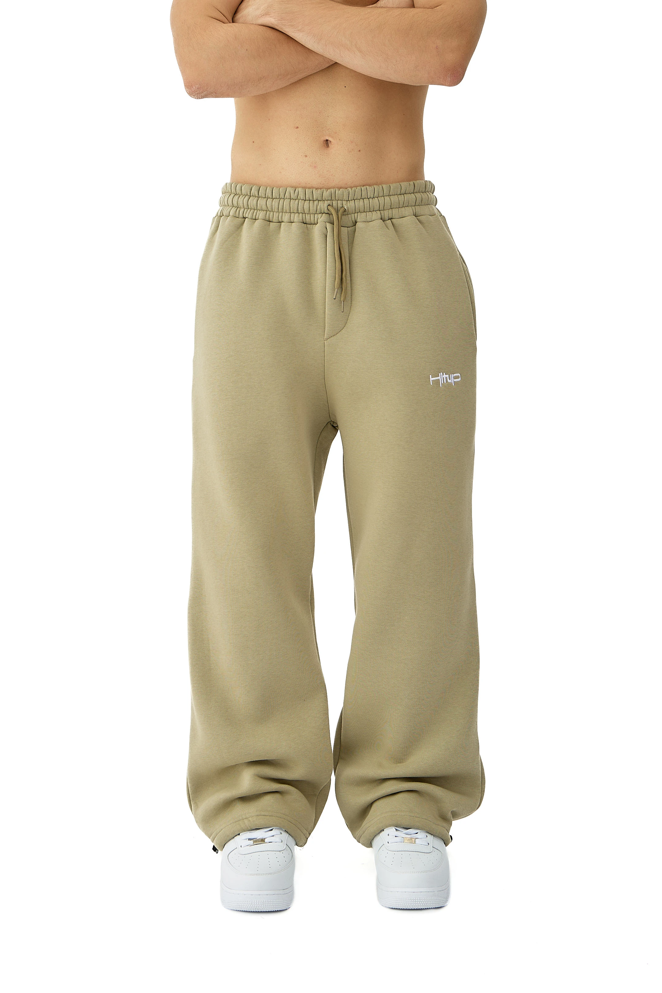 Kışlık Hitup Nakışlı Premium Ayarlanabilir Paça Oversize Eşofman Altı - KÜF YEŞİLİ