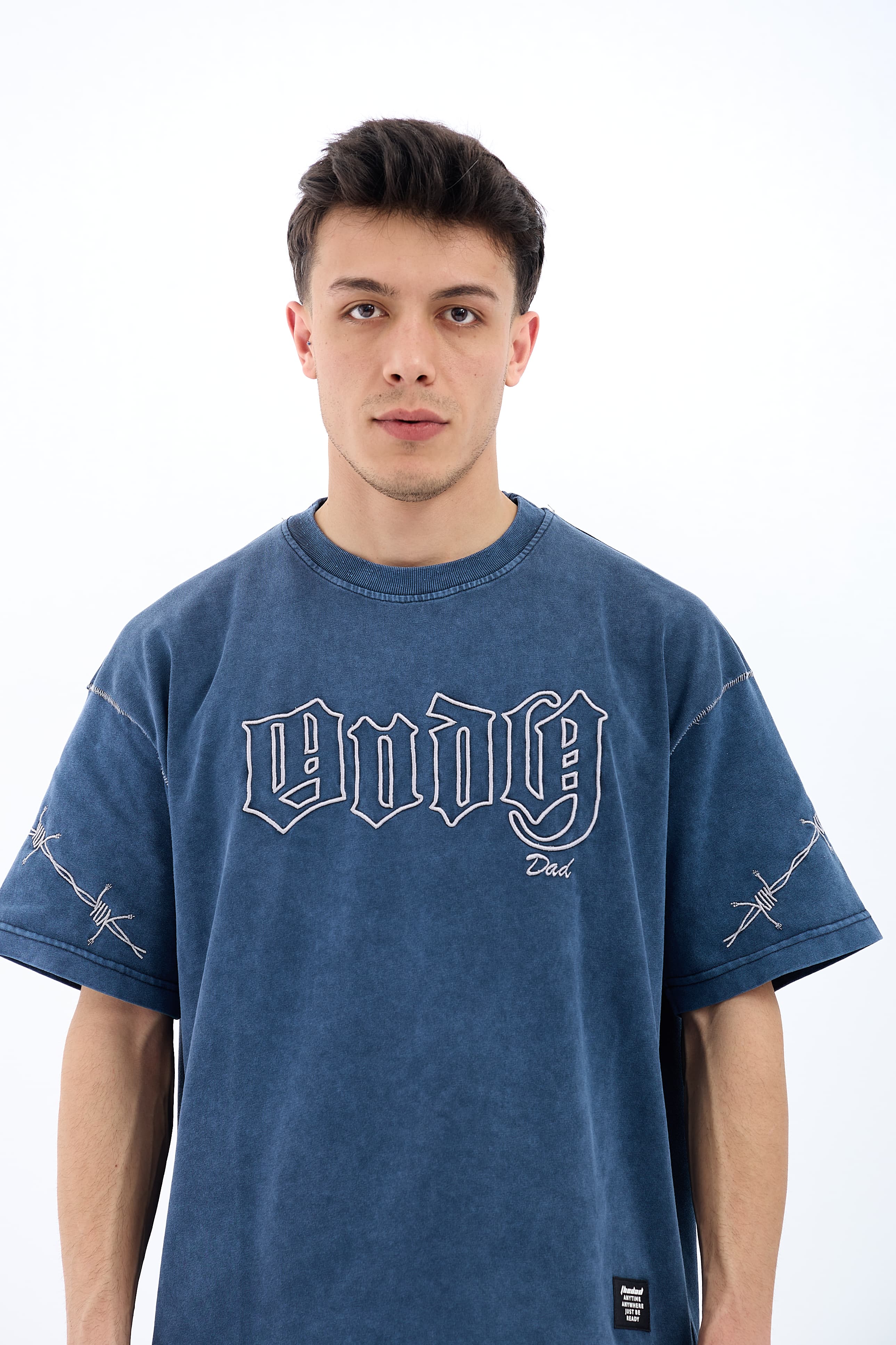 Andy Dad Nakışlı Premium Oversize Tişört - MAVİ