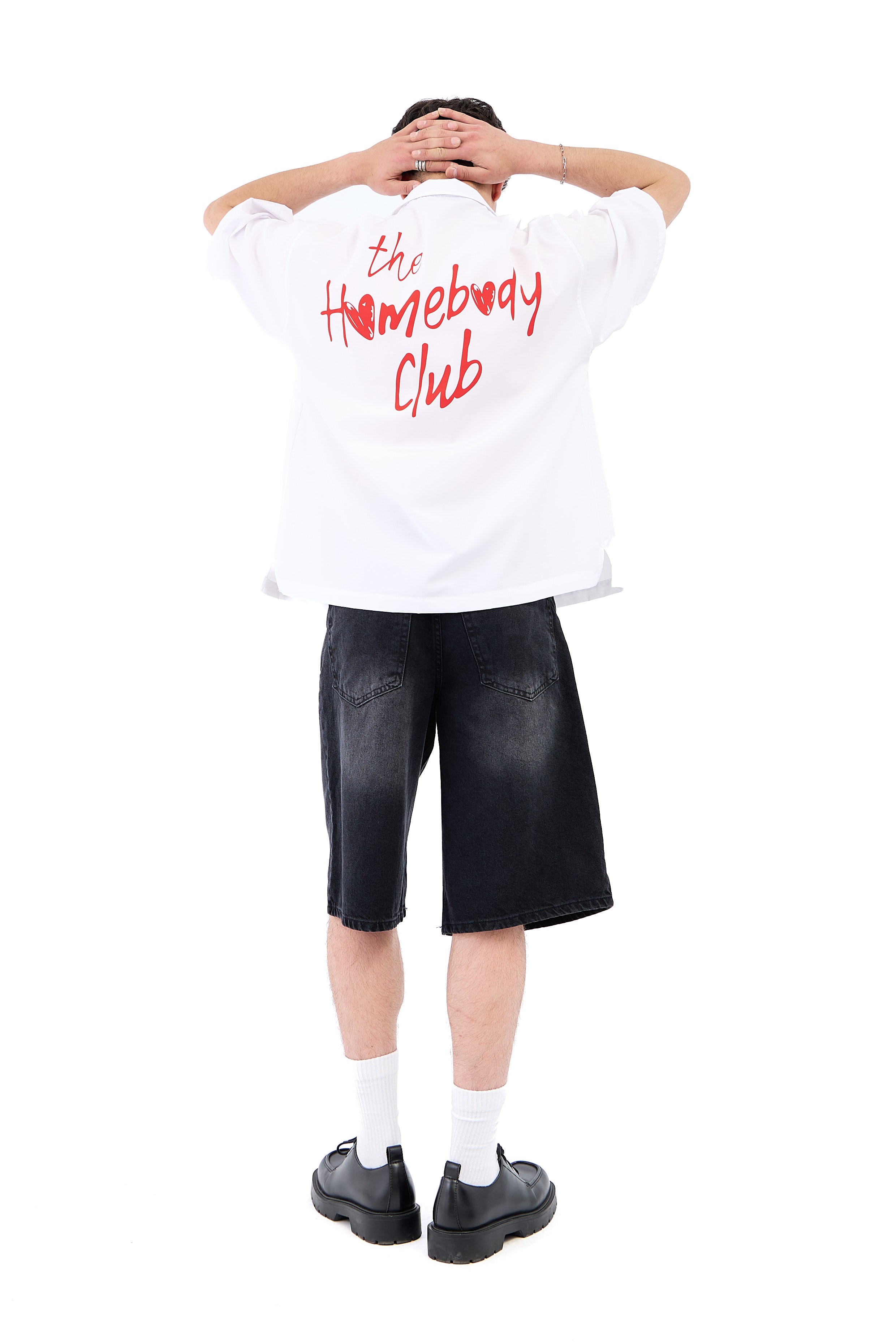 Home Boy Clup Baskı Detay Kısa Kol Gömlek - BEYAZ