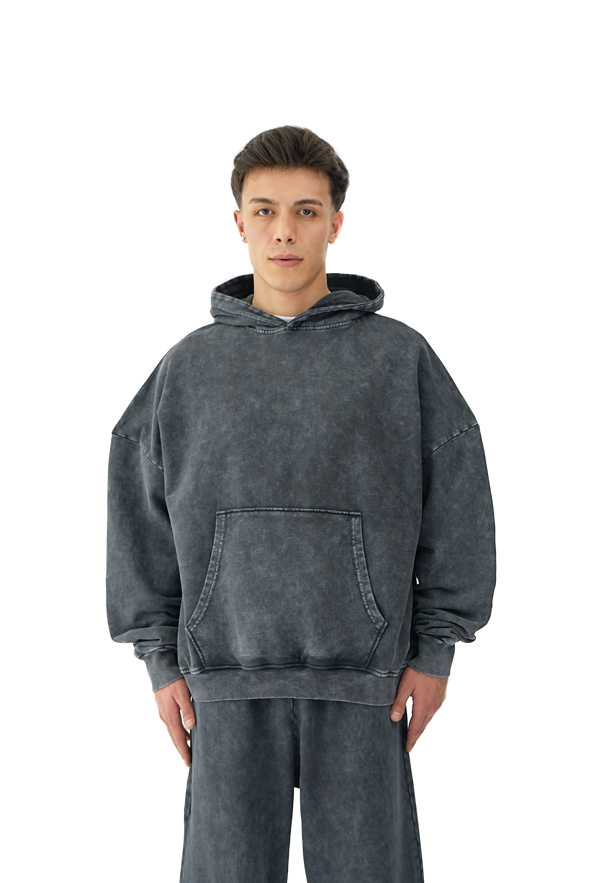  Oil Washed Yıkamalı Oversize Hoodie - ANTRASİT