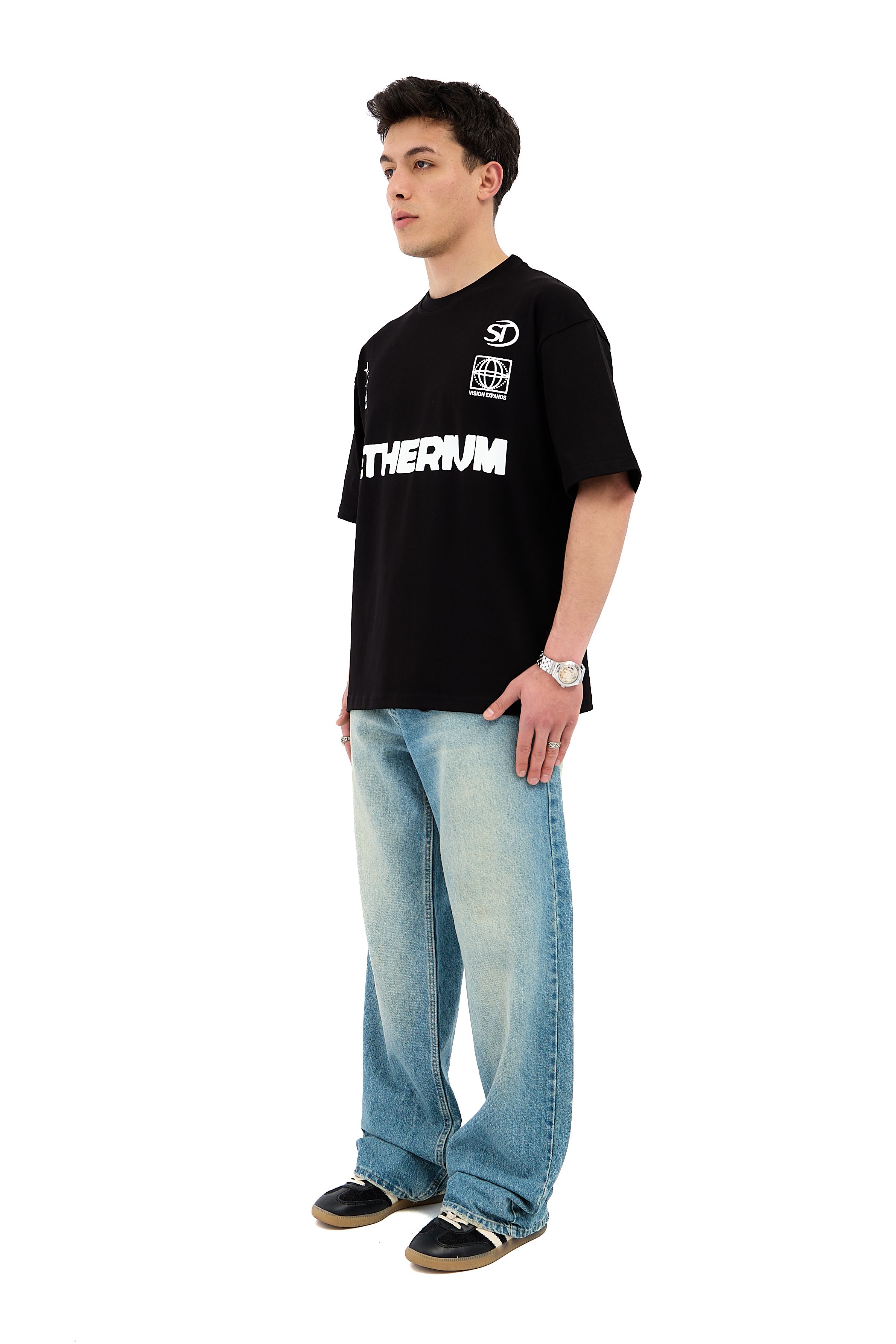 Aetherium Baskı Detay Oversize Tişört