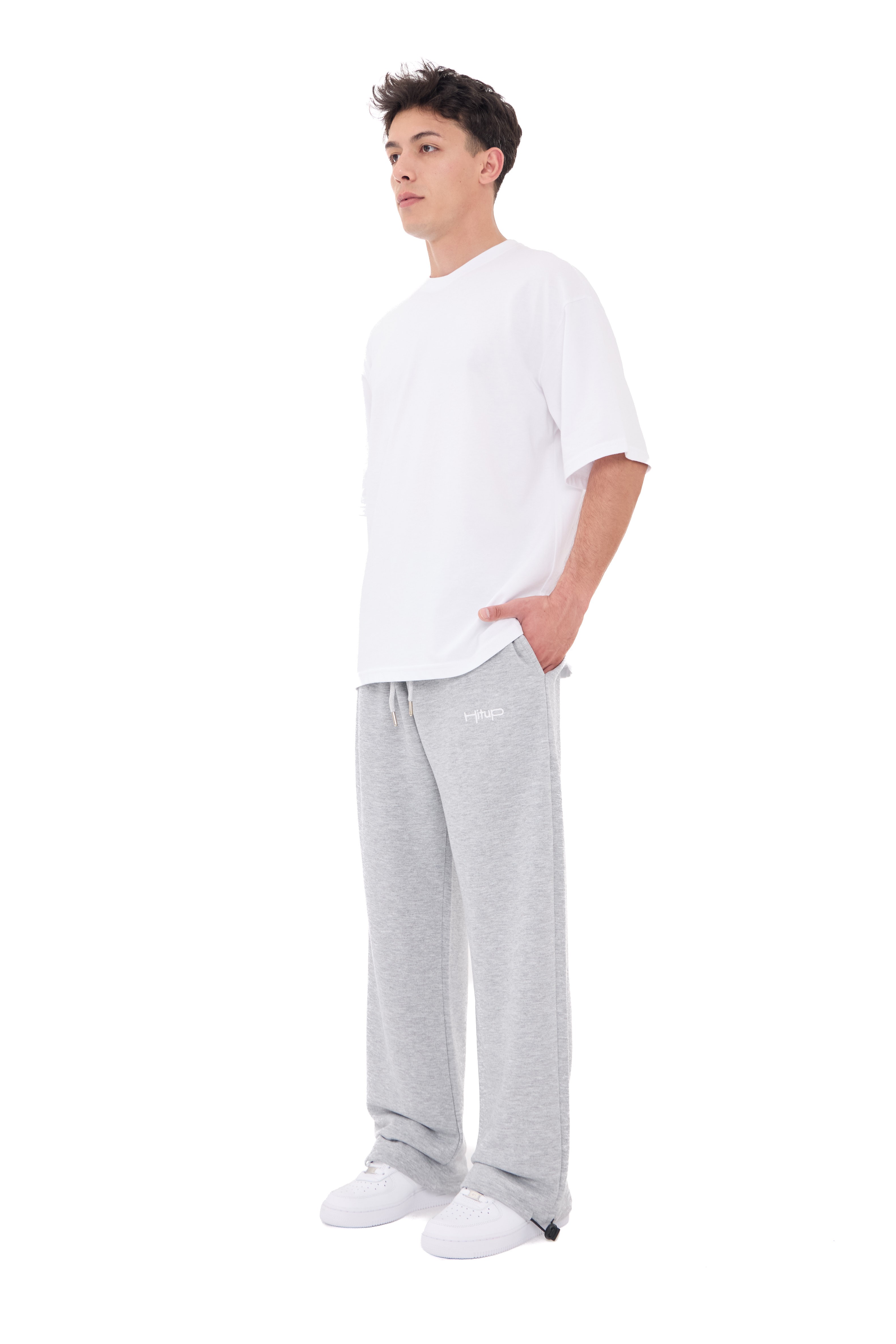  Hitup Nakışlı Premium Ayarlanabilir Paça Oversize Eşofman Altı  - GRİMELANJ
