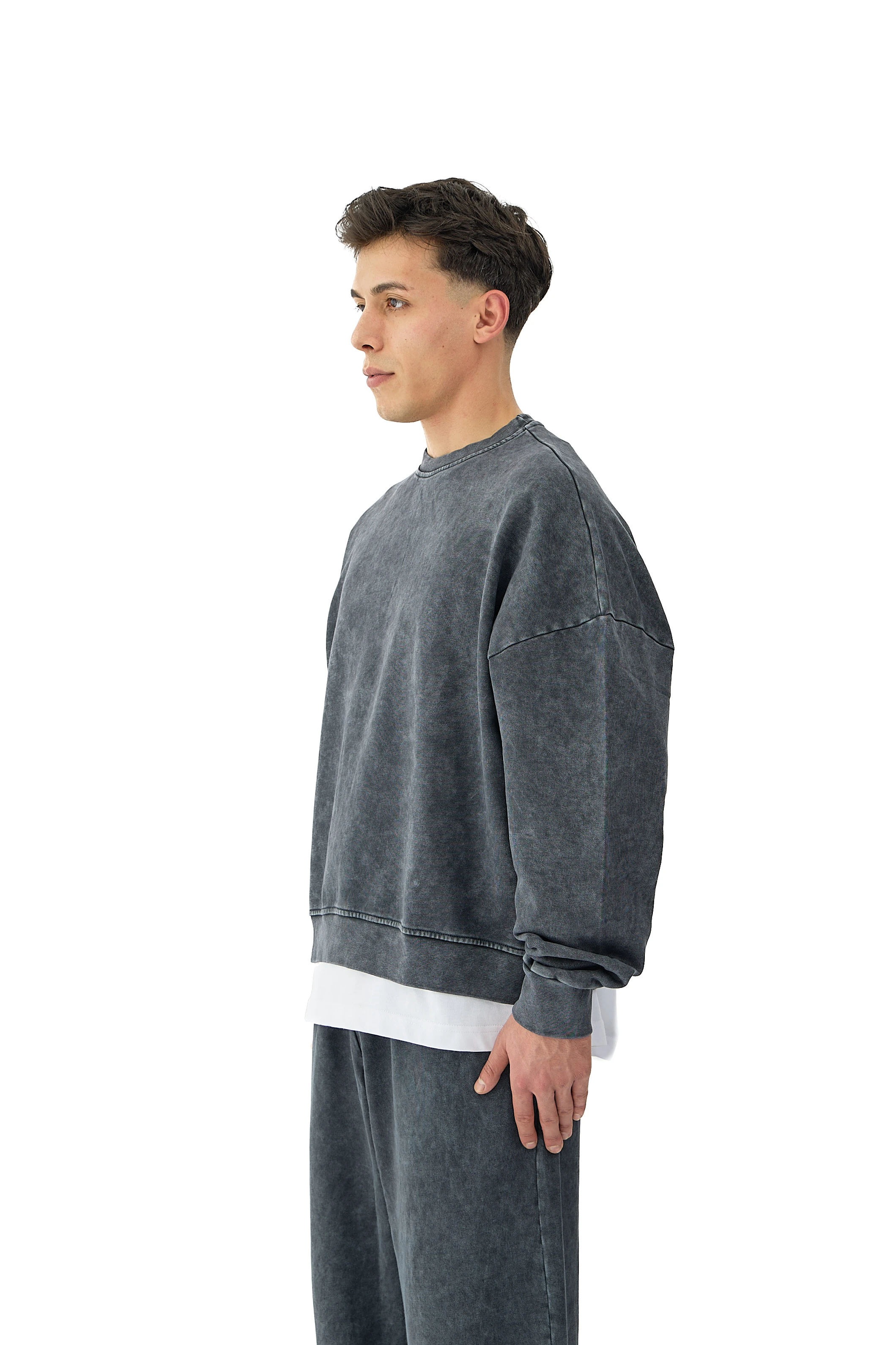  Oil Washed Yıkamalı Oversize Sweatshirt - ANTRASİT