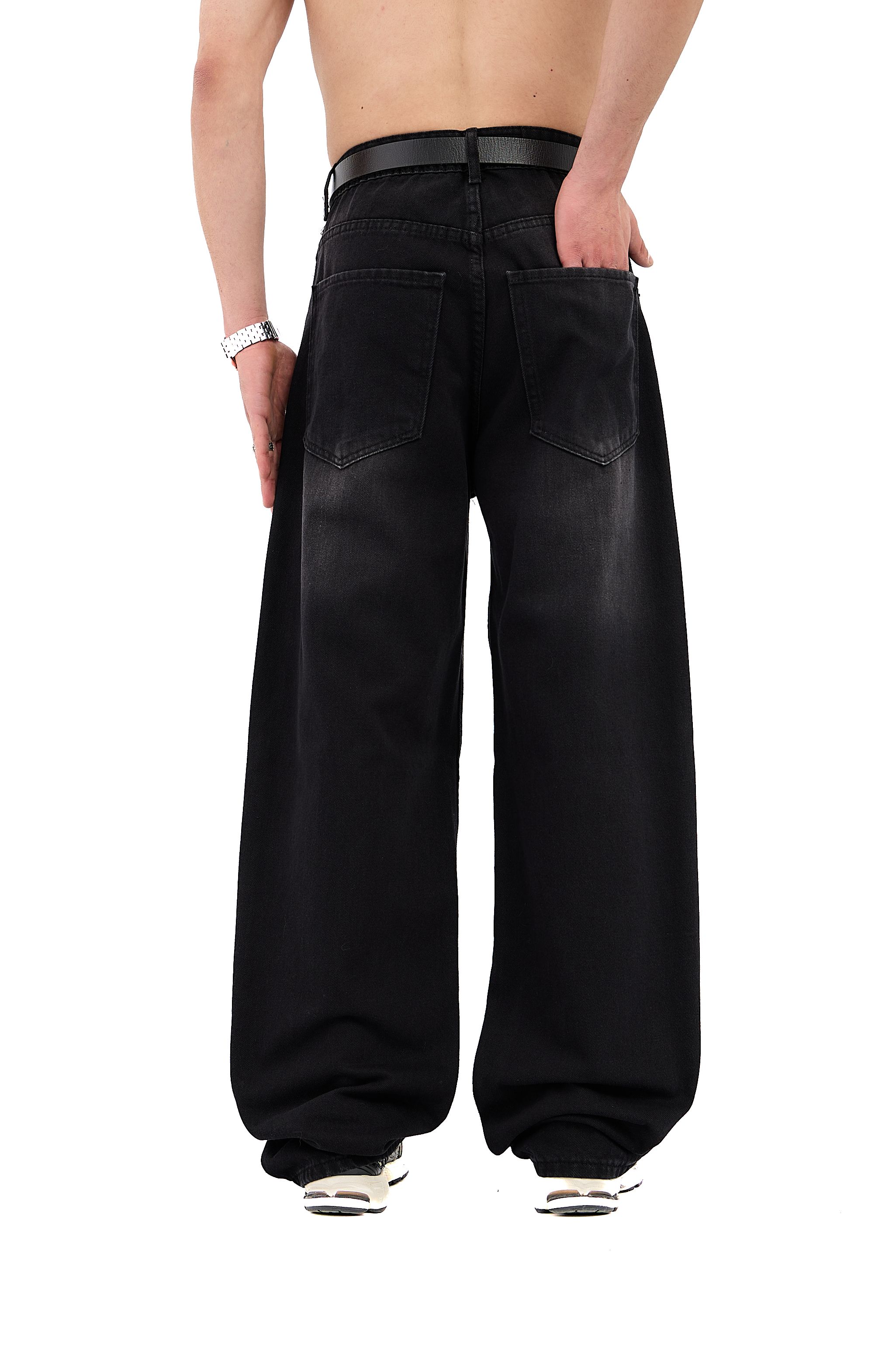 Basic Siyah Super Baggy Jean